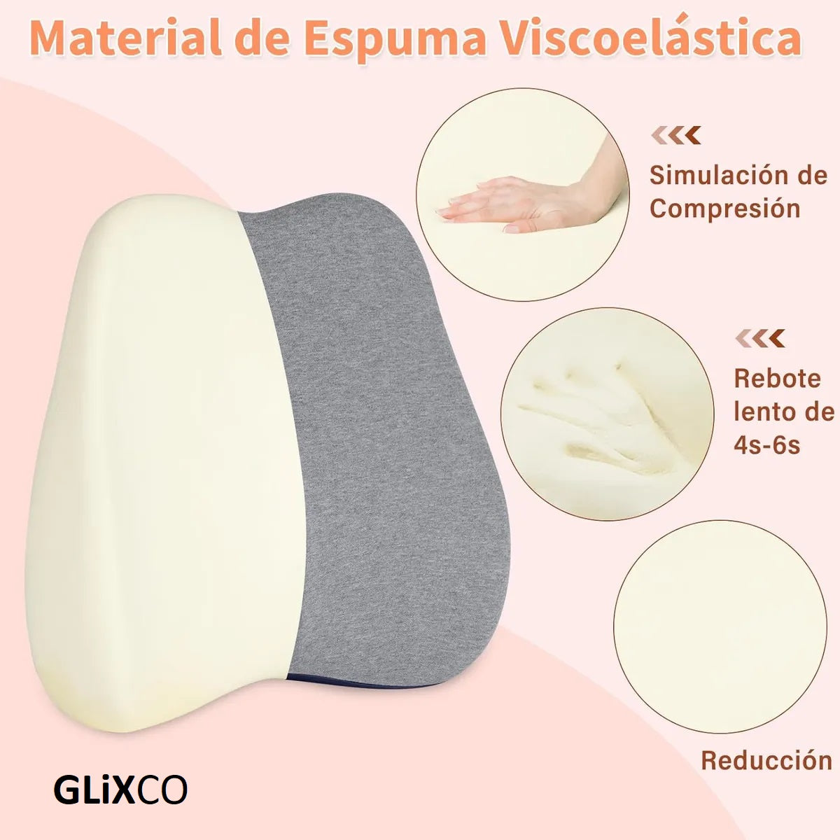 Cojín Lumbar con Espuma Viscoelástica para Silla de Oficina / Respaldo ergonomico
