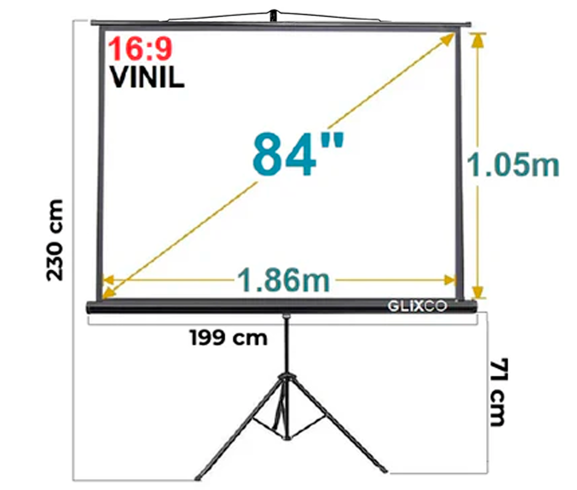 Ecran con Trípode 84 Pulg (16:9) 1.86x1.05 m / Vinil