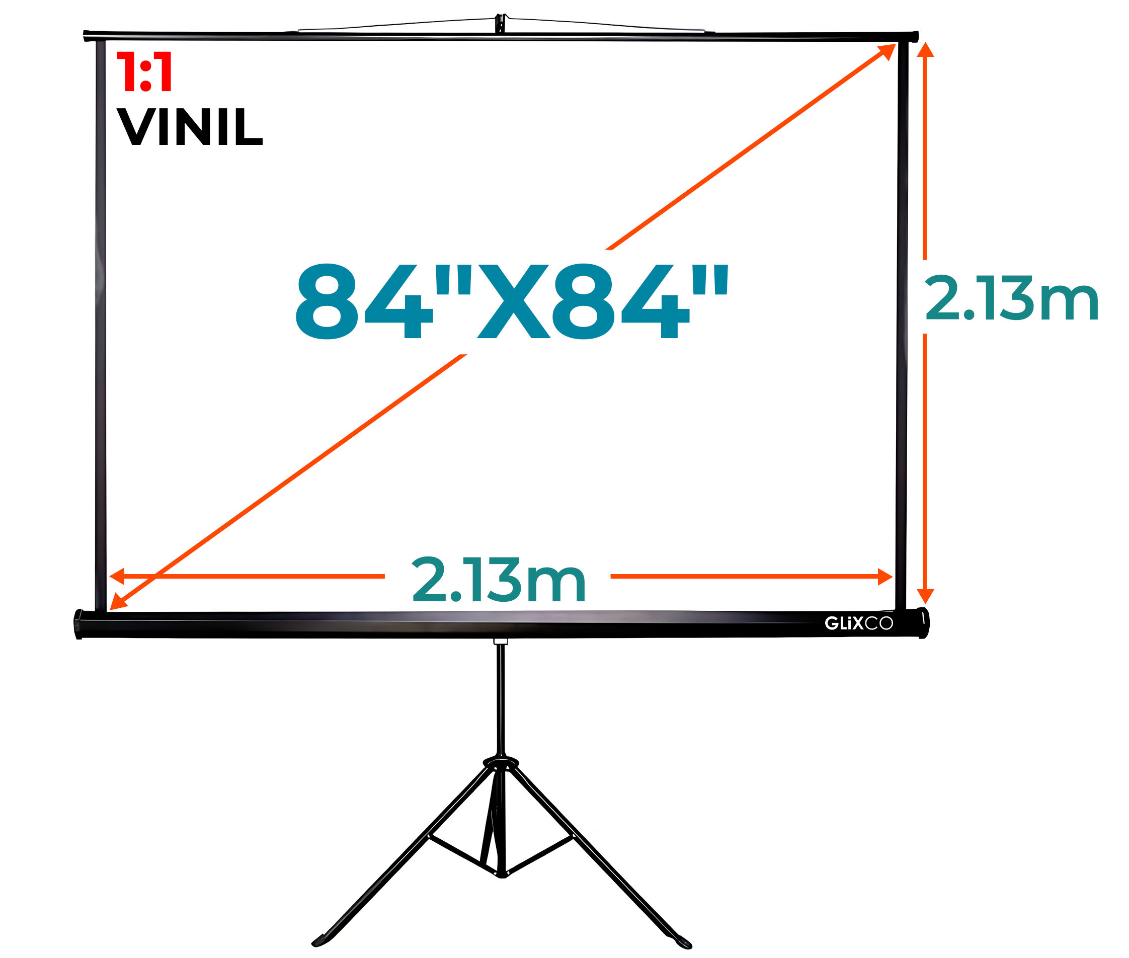 Ecran con Trípode 84"x84" Pulg (1:1) 2.13x2.13 m / Vinil