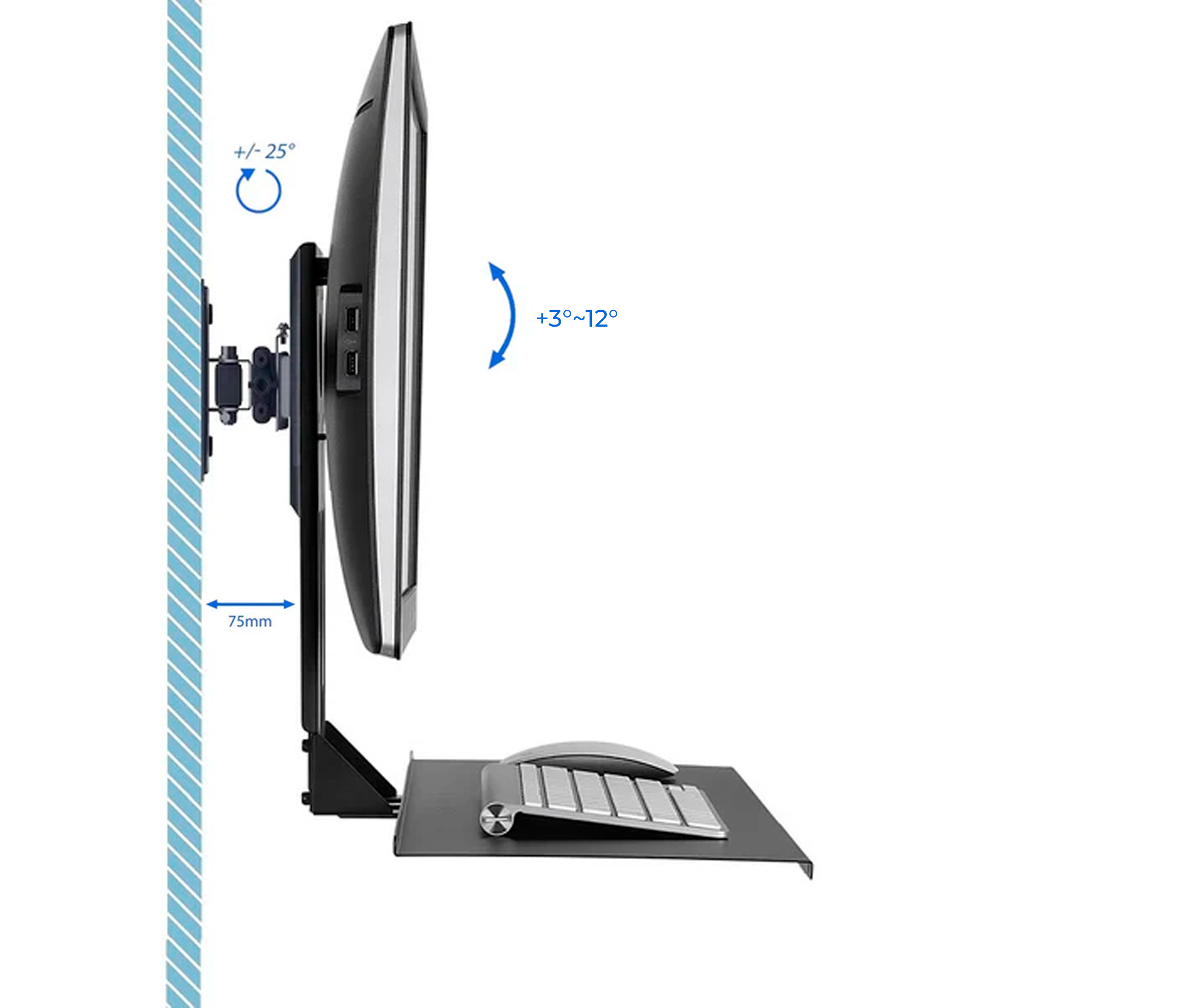 Rack Pared con Teclado para Monitor 13 a 27 Pulg