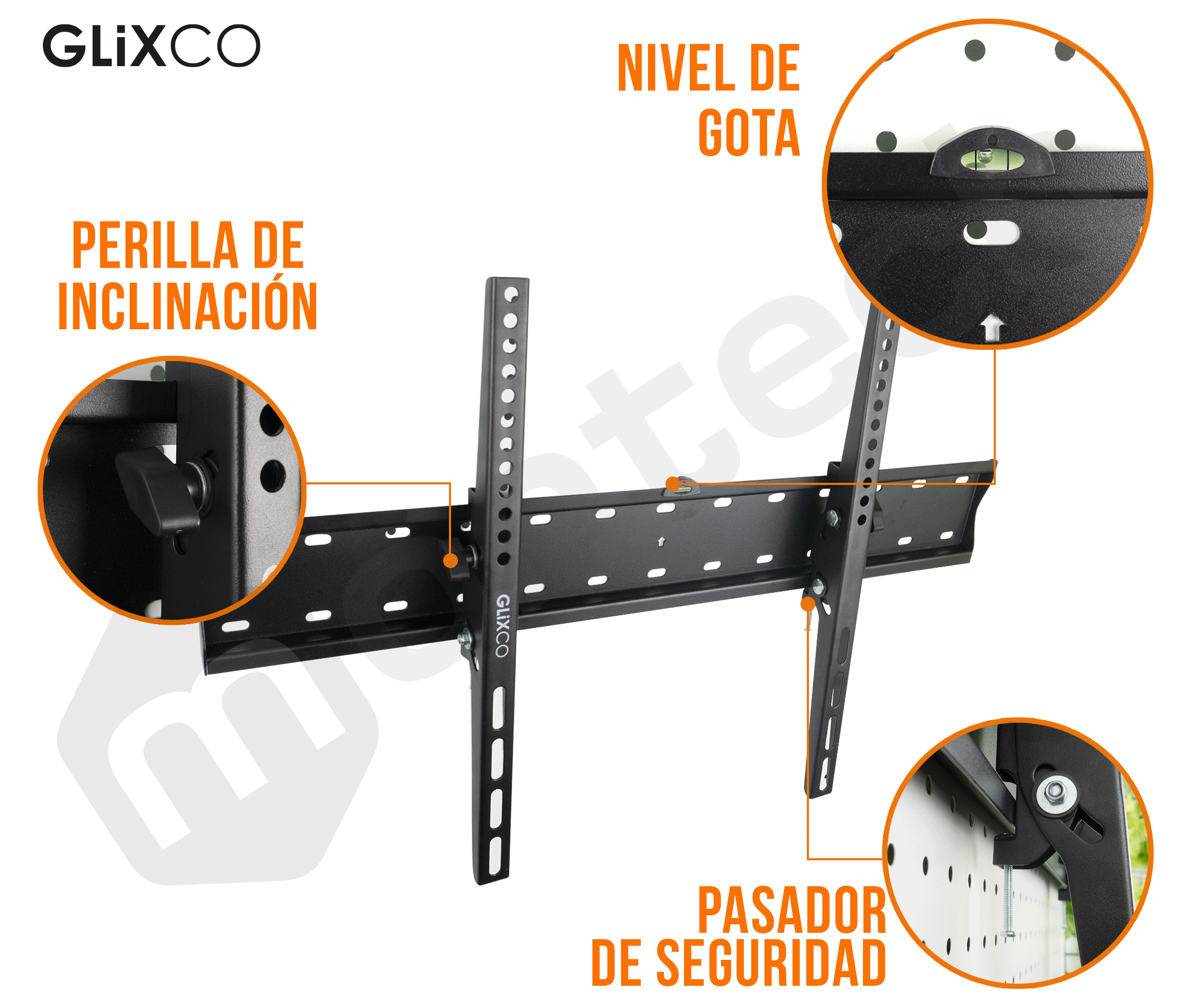 Rack Fijo con Inclinación para TV 37 a 70 Pulg / VESA Max 600x400mm / Carga 40 kg