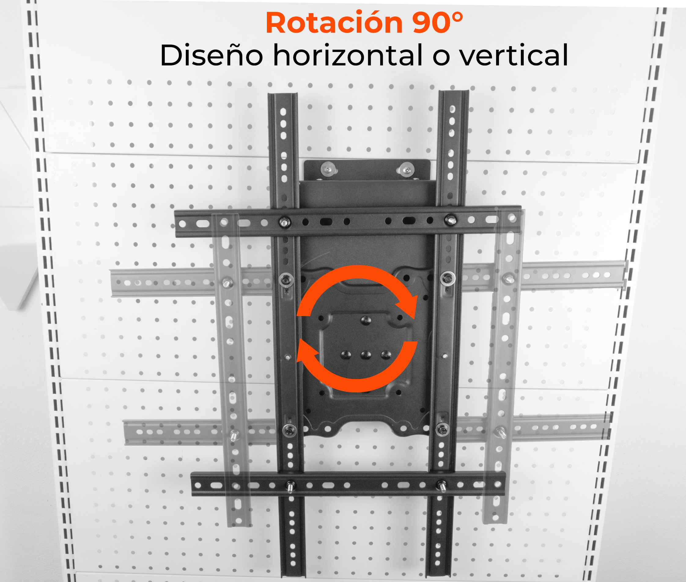 Rack Fijo con Rotacion Vertical y Horizontal para TV 37 a 75 Pulg / Rotación 90° / VESA Max 600x400mm / Carga 50 kg