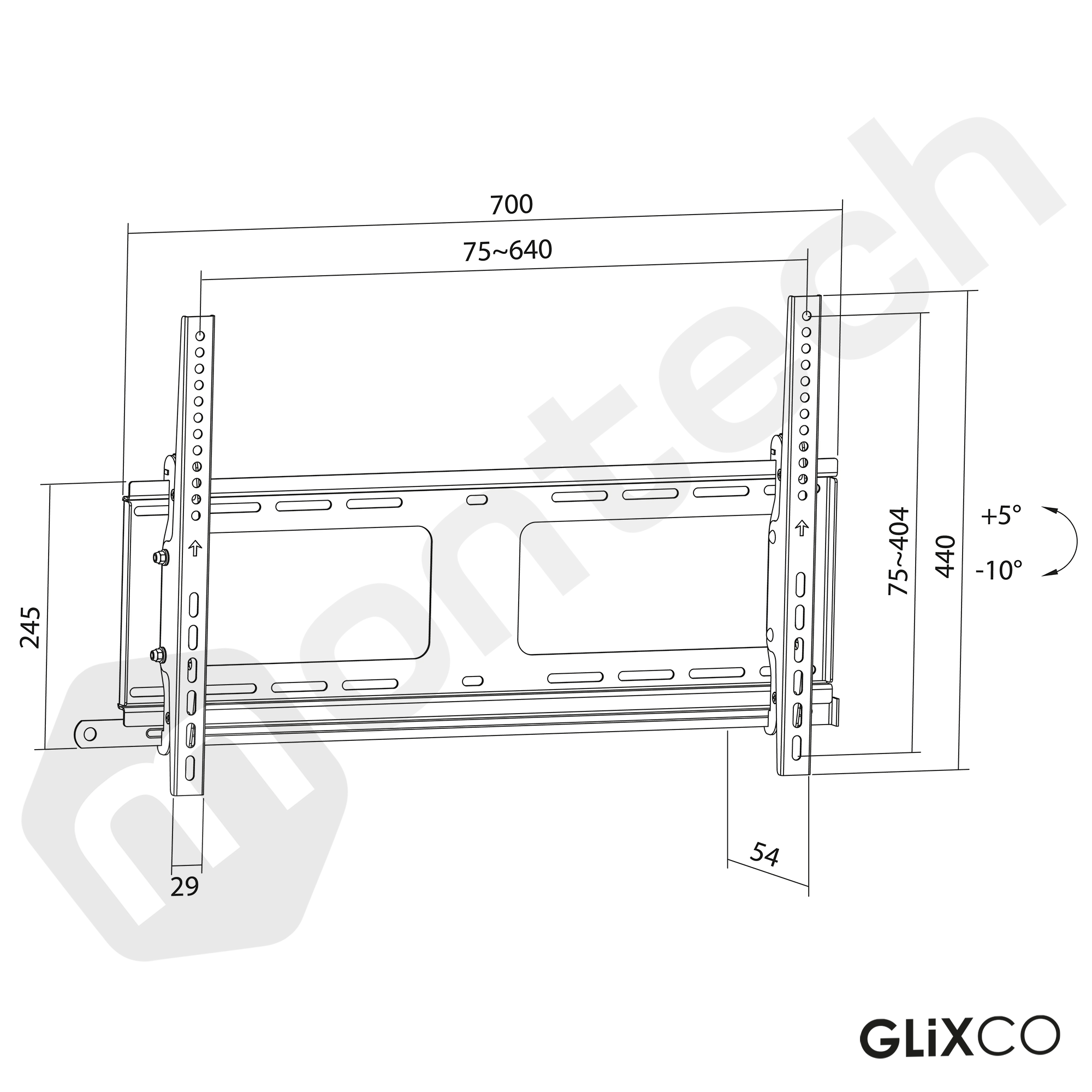 Rack Fijo con Inclinación para TV de 37 a 80 Pulg / VESA Max 600x400mm / Carga 80 kg