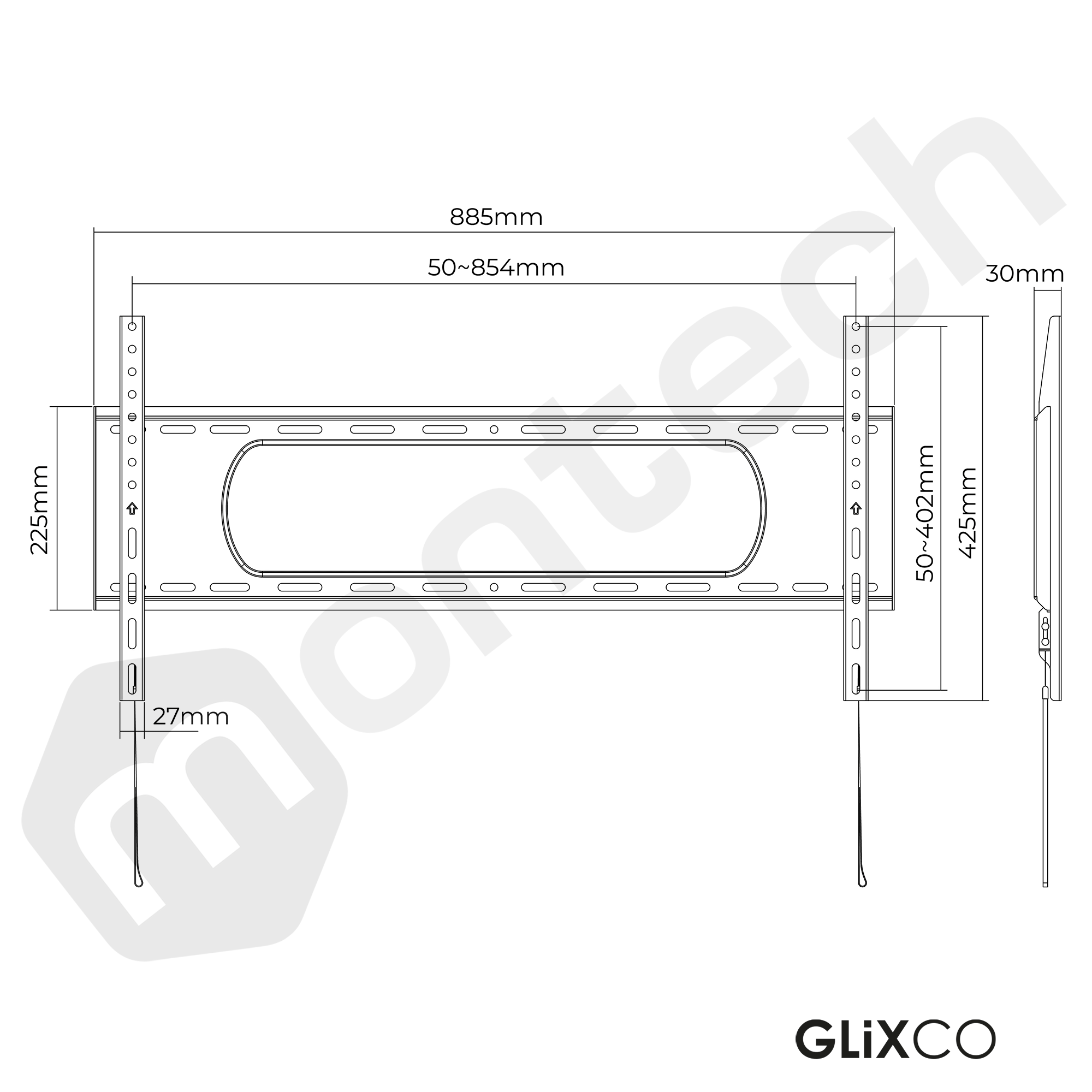 Rack Fijo para TV 43 a 90 Pulg / VESA Max 800x400mm / Carga 80 kg