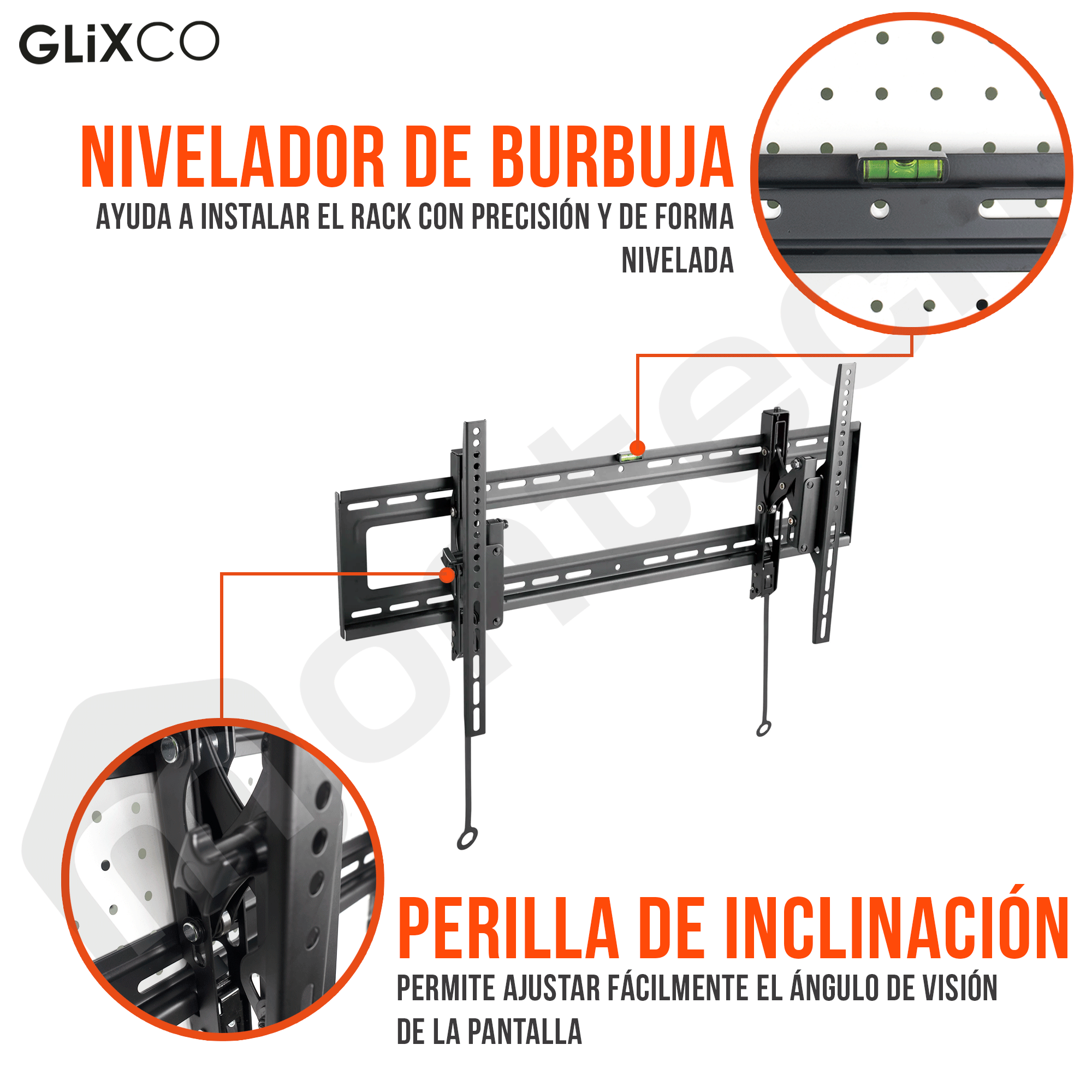 Rack Fijo con Inclinación para TV 43 a 90 Pulg / VESA Max 800x400mm / Carga 70 kg