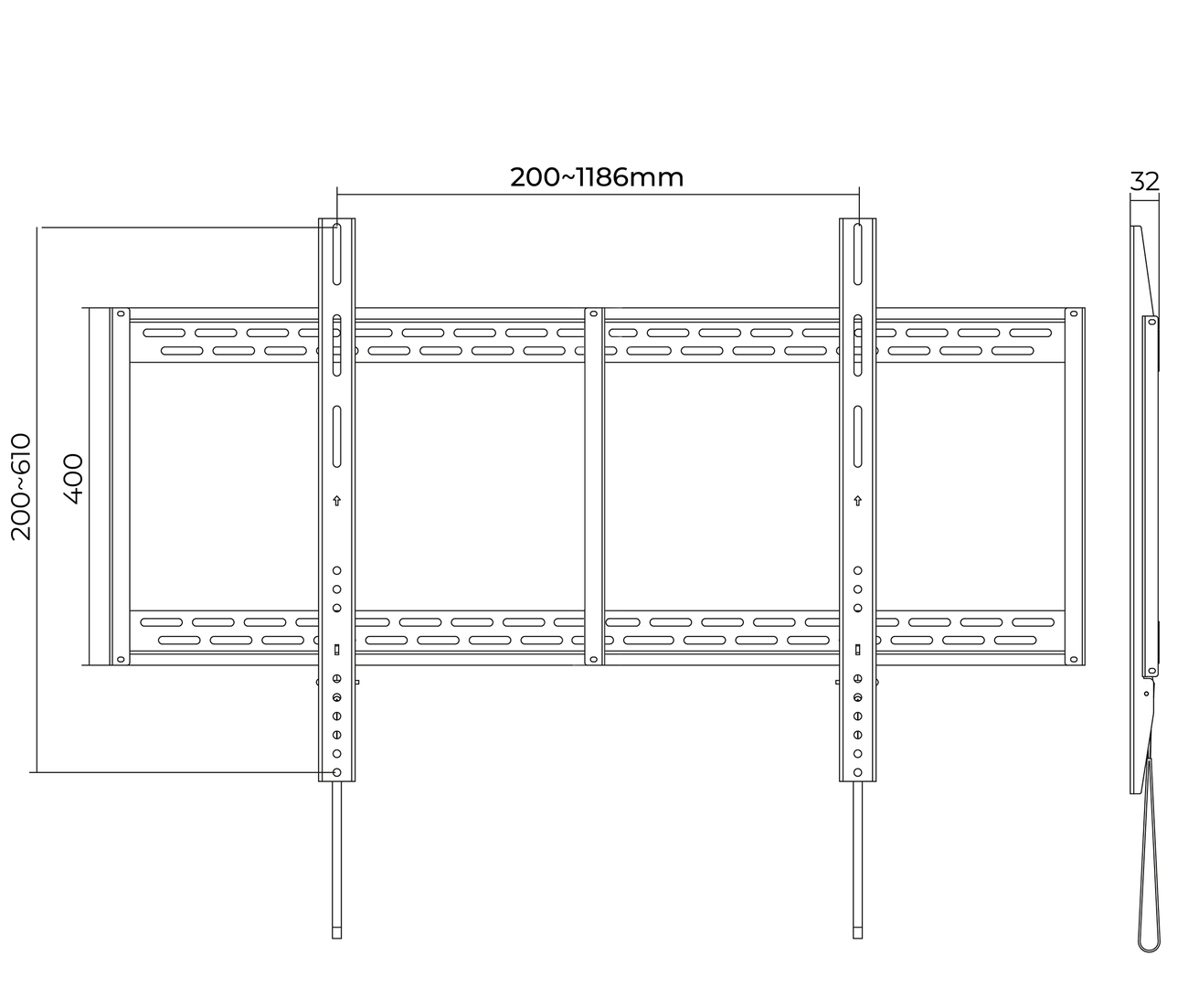 Rack Fijo para Pantalla 55 Pulg Samsung OH55A-S / VESA Max 1186x600mm / Carga 100 kg
