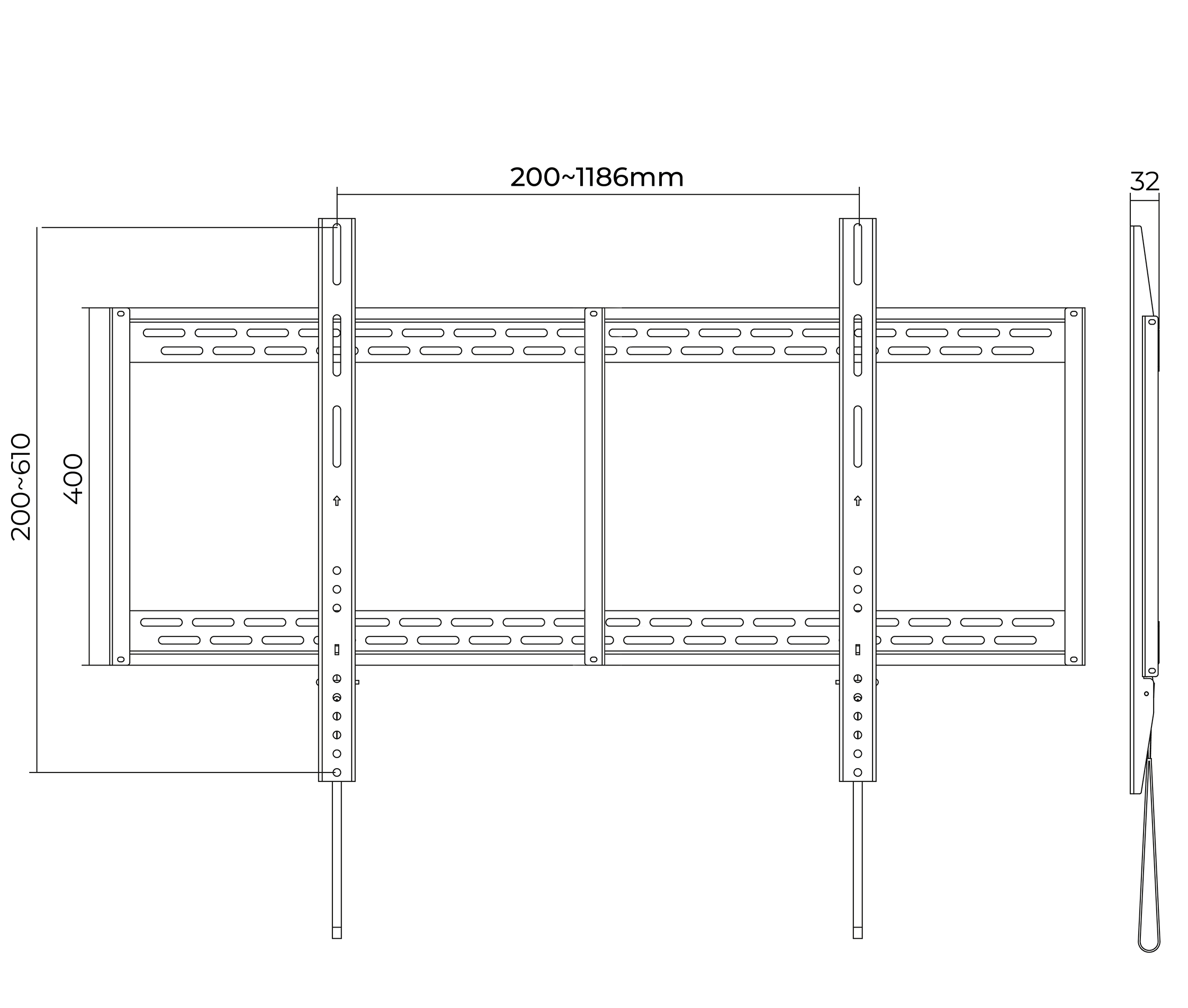 Rack Fijo para Pantalla 55 Pulg Samsung OH55A-S / VESA Max 1186x600mm / Carga 100 kg