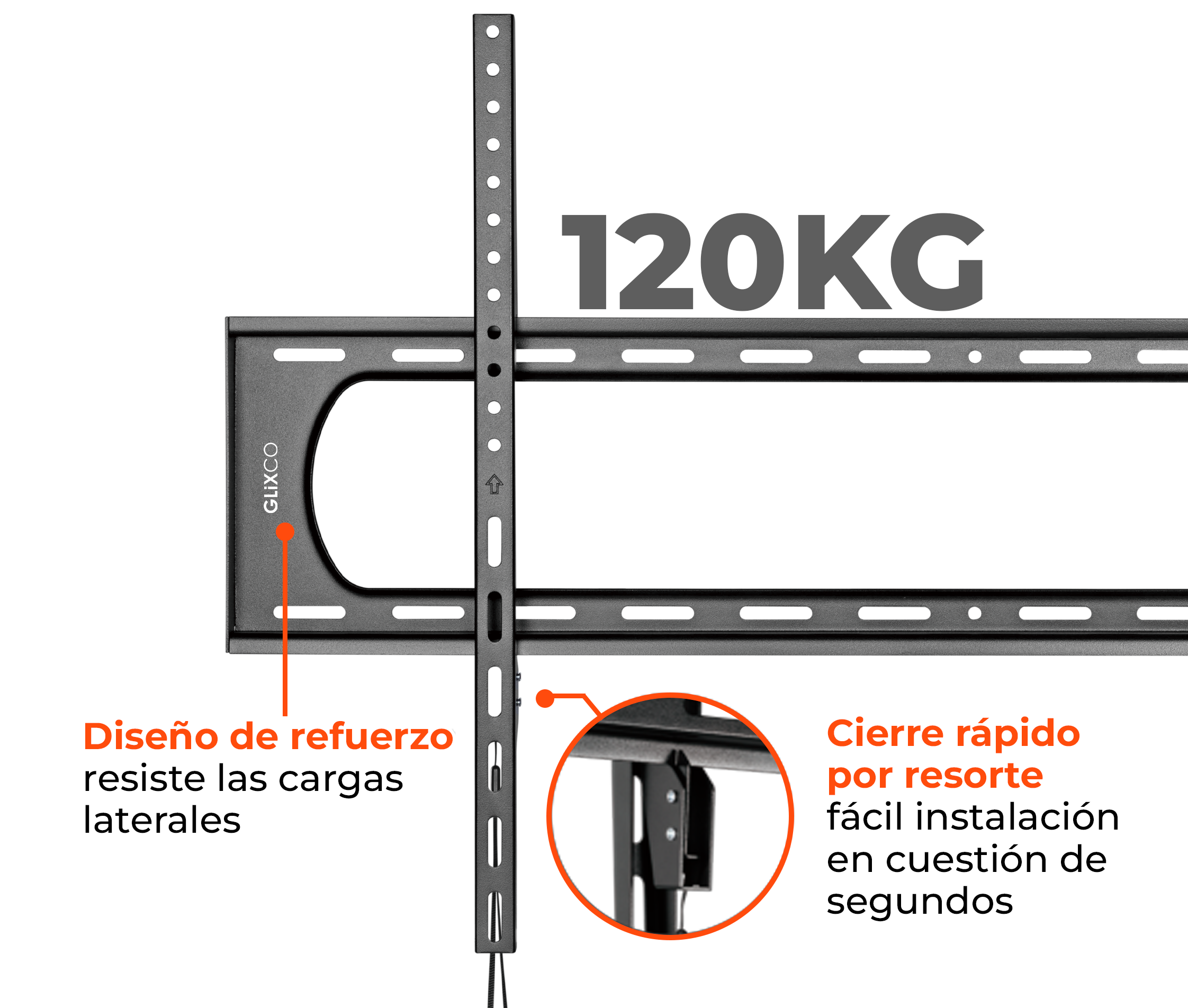Rack Fijo para TV 60 a 120 Pulg / VESA Max 900x600mm / Carga 120 kg