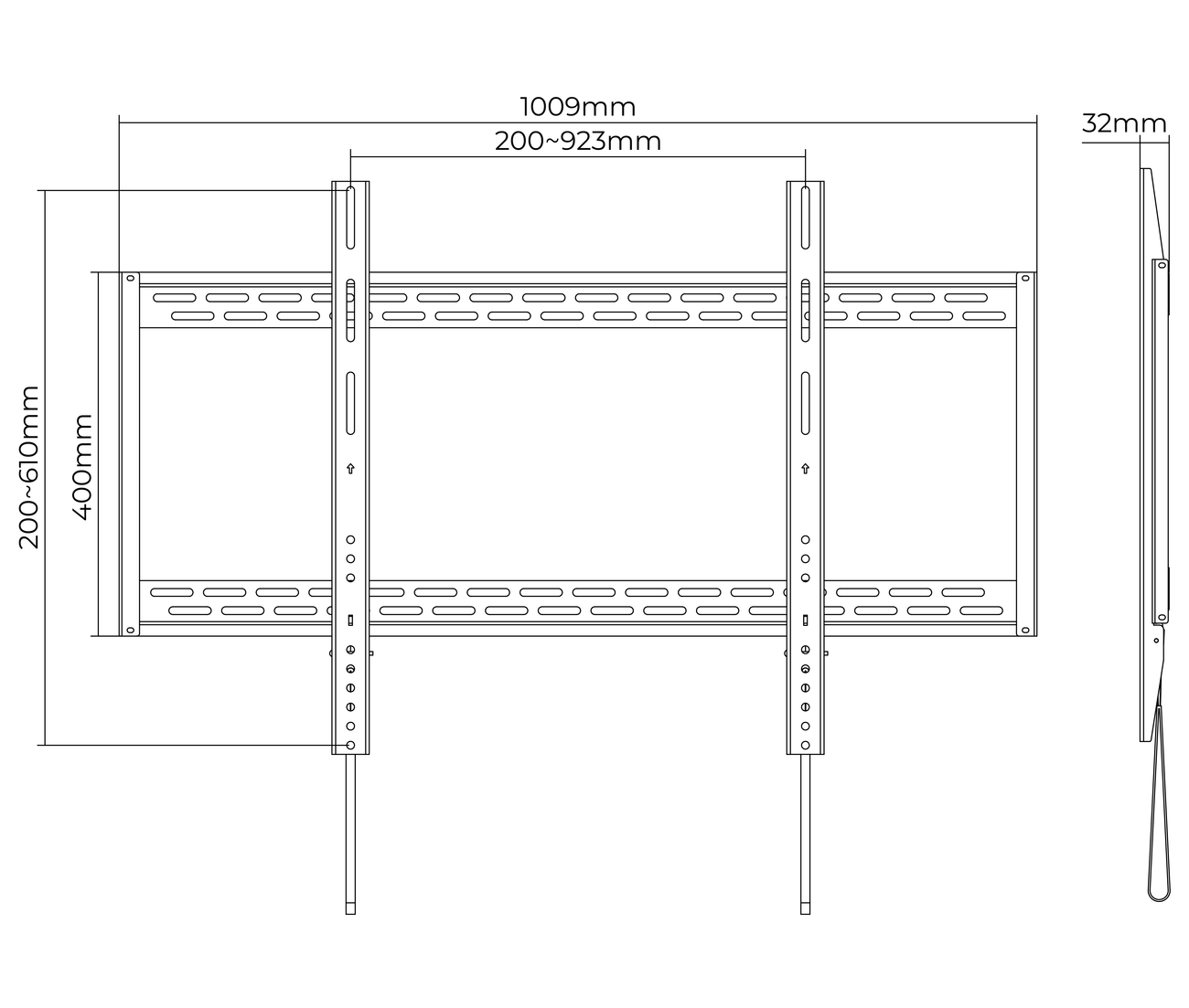 Rack Fijo para TV 60 a 120 Pulg / VESA Max 90x60cm / Carga 120 kg