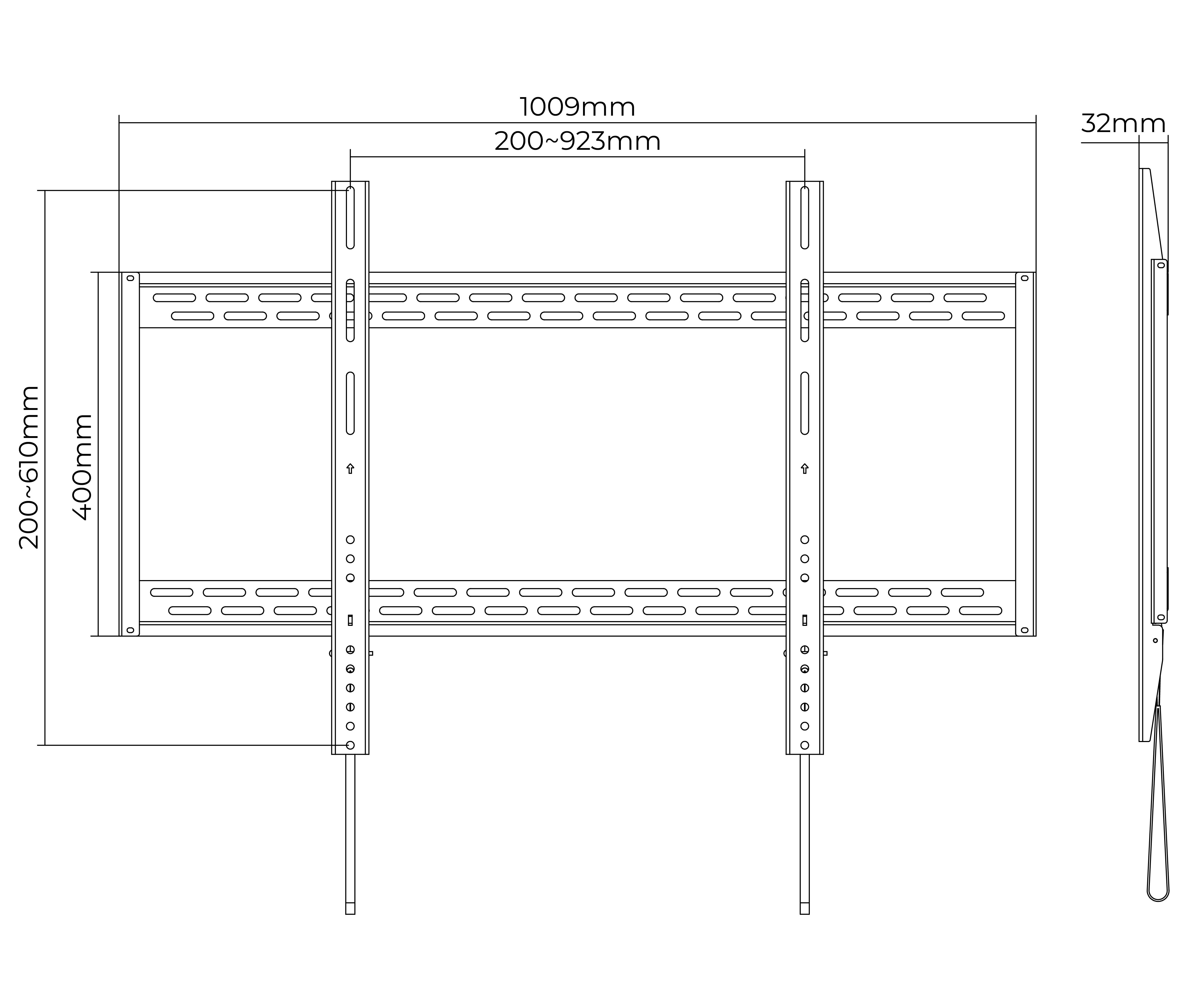 Rack Fijo para TV 60 a 100 Pulg / VESA Max 90x60cm / Carga 100 kg