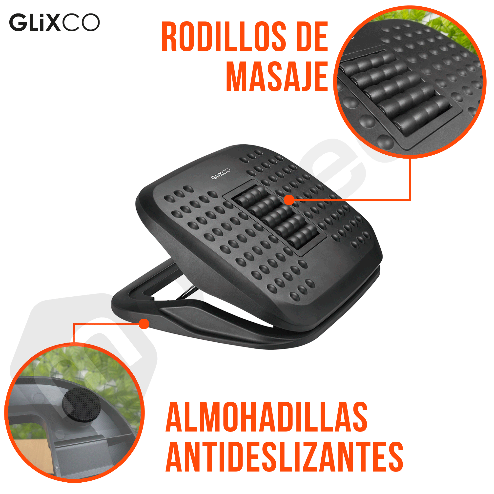 Reposapíes Ajustable con Rodillos Masajeadores