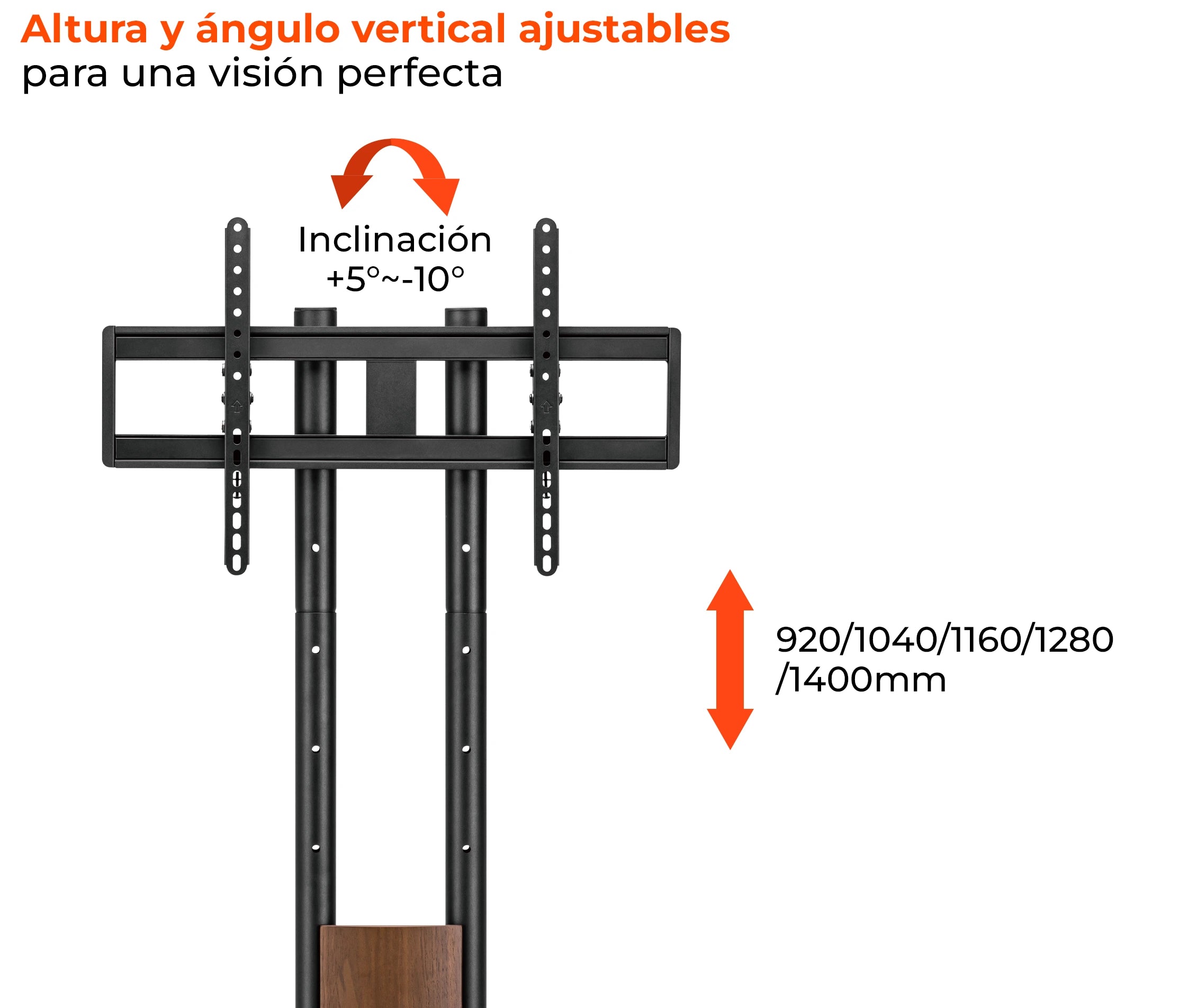 Soporte Pedestal con Base para TV 32 a 85 Pulg / VESA Max 600x400mm / Carga 50 kg