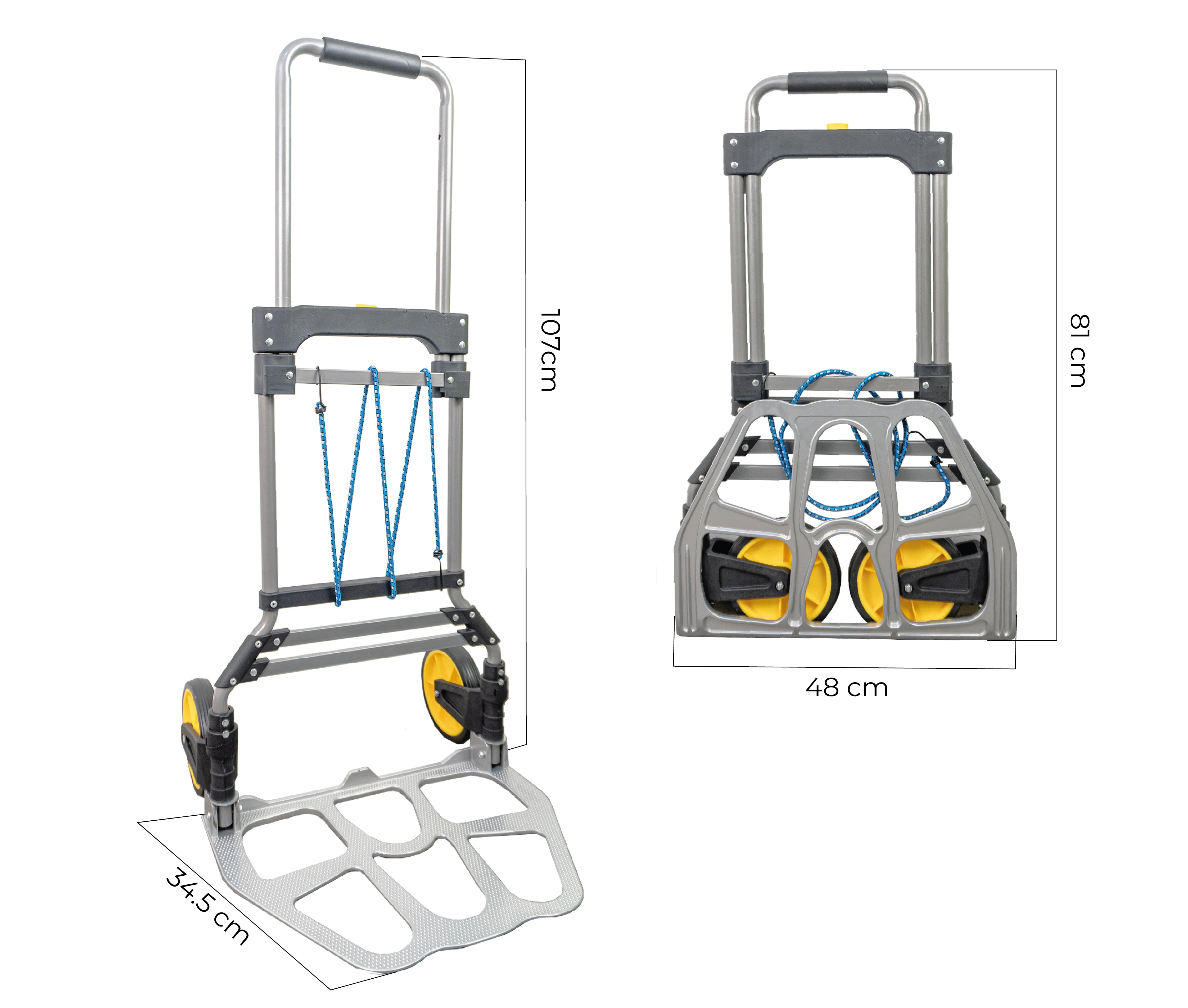 Coche Carreta Plegable de Aluminio- Carga 120 Kg - Ideal para transportarlo en la maletera del auto
