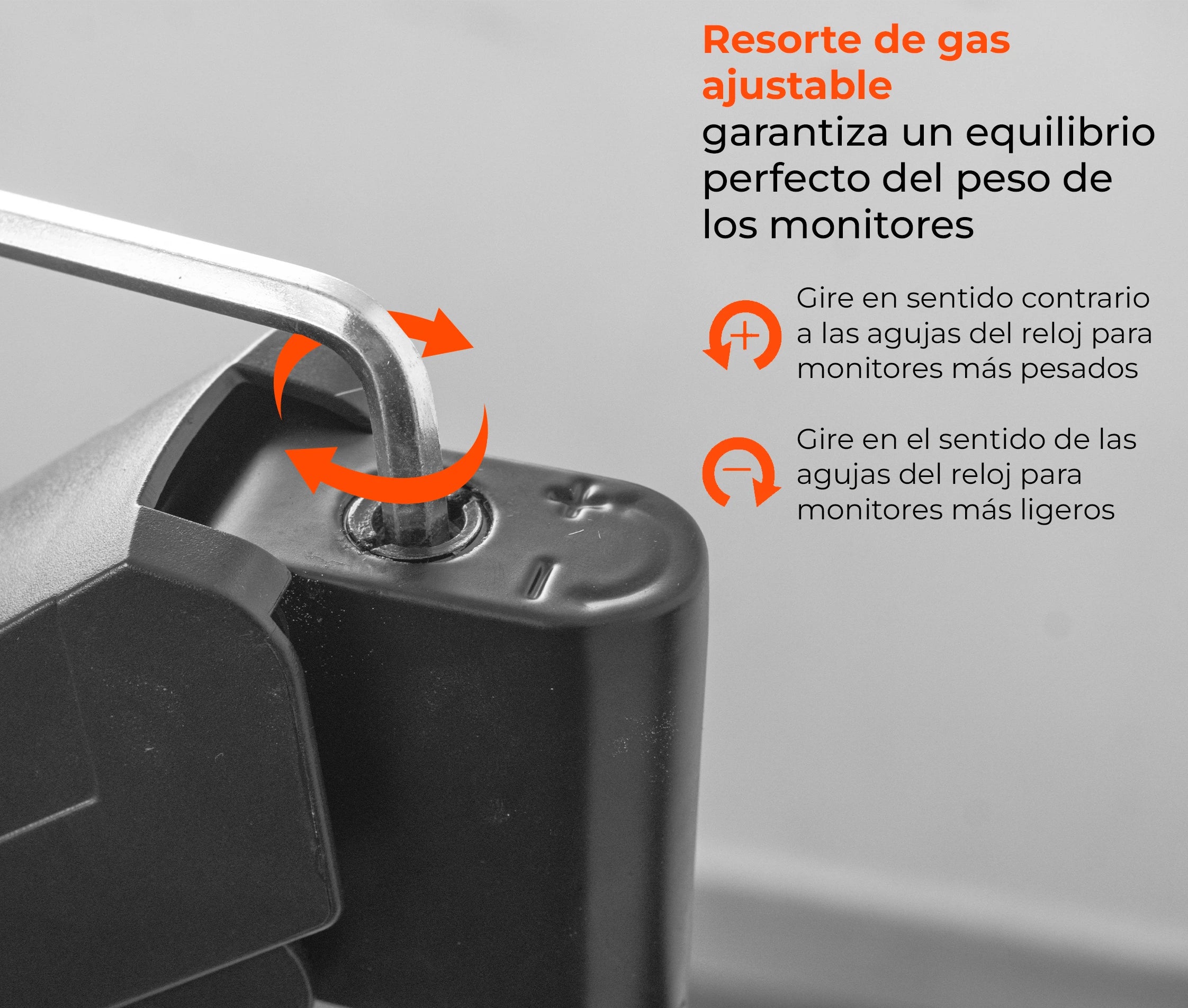 Rack Giratorio con Gas Spring para TV 32 a 55 Pulg / VESA Max 400x400mm / Carga 30 kg / Altura Regulable