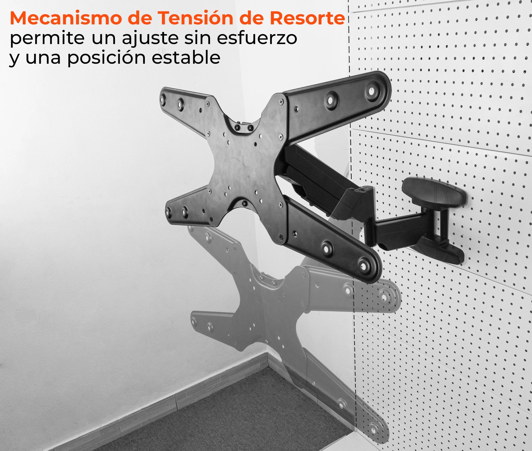 Rack Giratorio con Gas Spring para TV 32 a 55 Pulg / VESA Max 400x400mm / Carga 30 kg / Altura Regulable