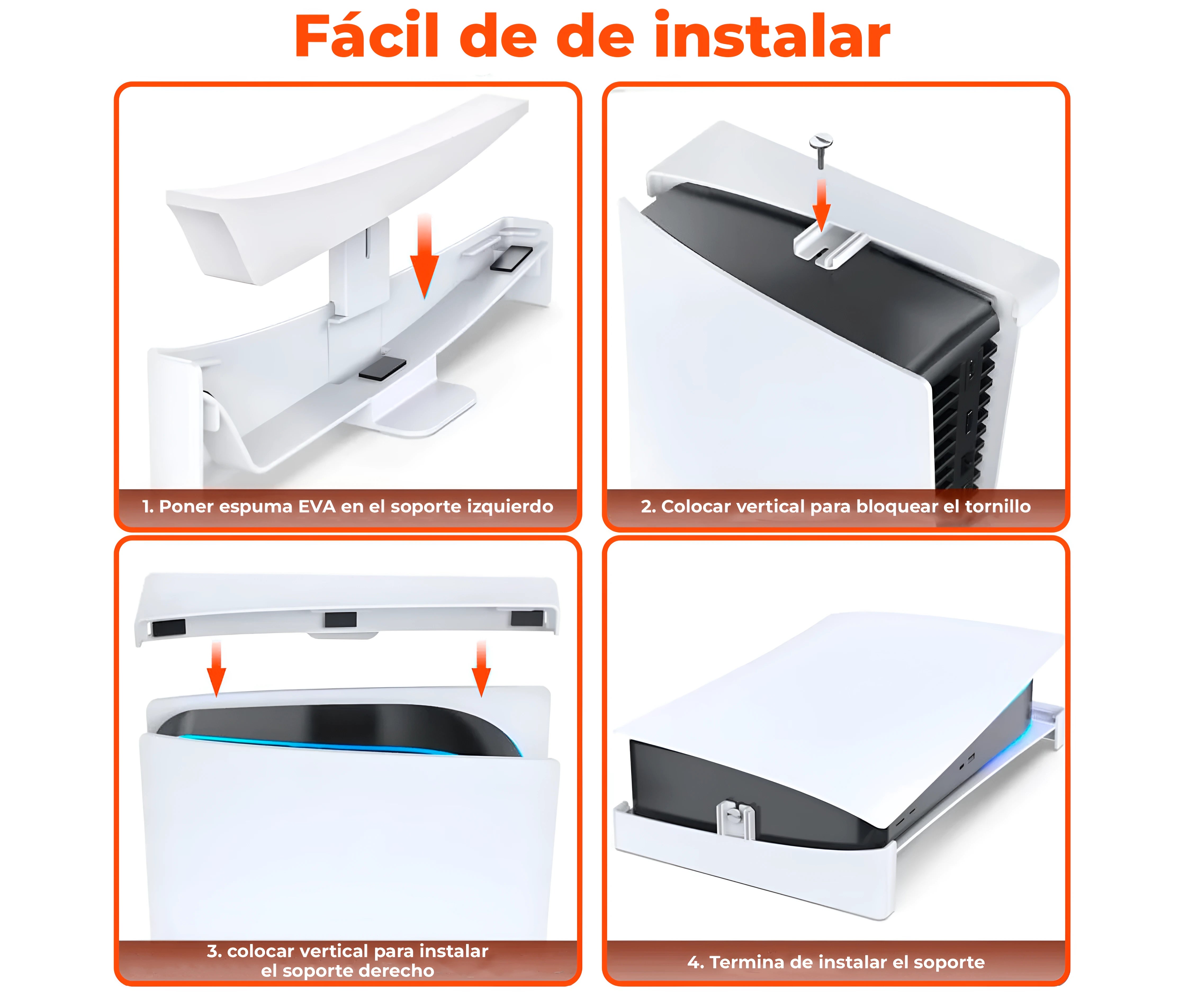 Soporte Elevador Horizontal para PlayStation 5 / PS5 estándar con Fijación por Tornillo