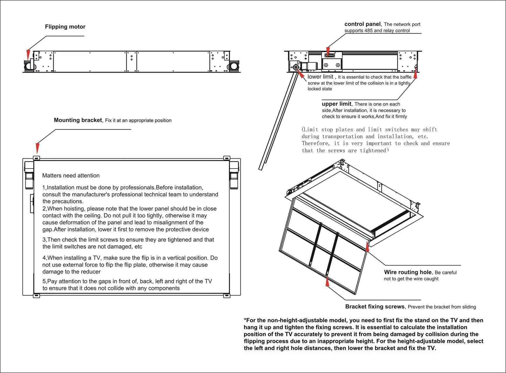 Rack Eléctrico a Control Remoto para TV 55 Pulg / VESA Max 400x400mm / Carga 30 kg