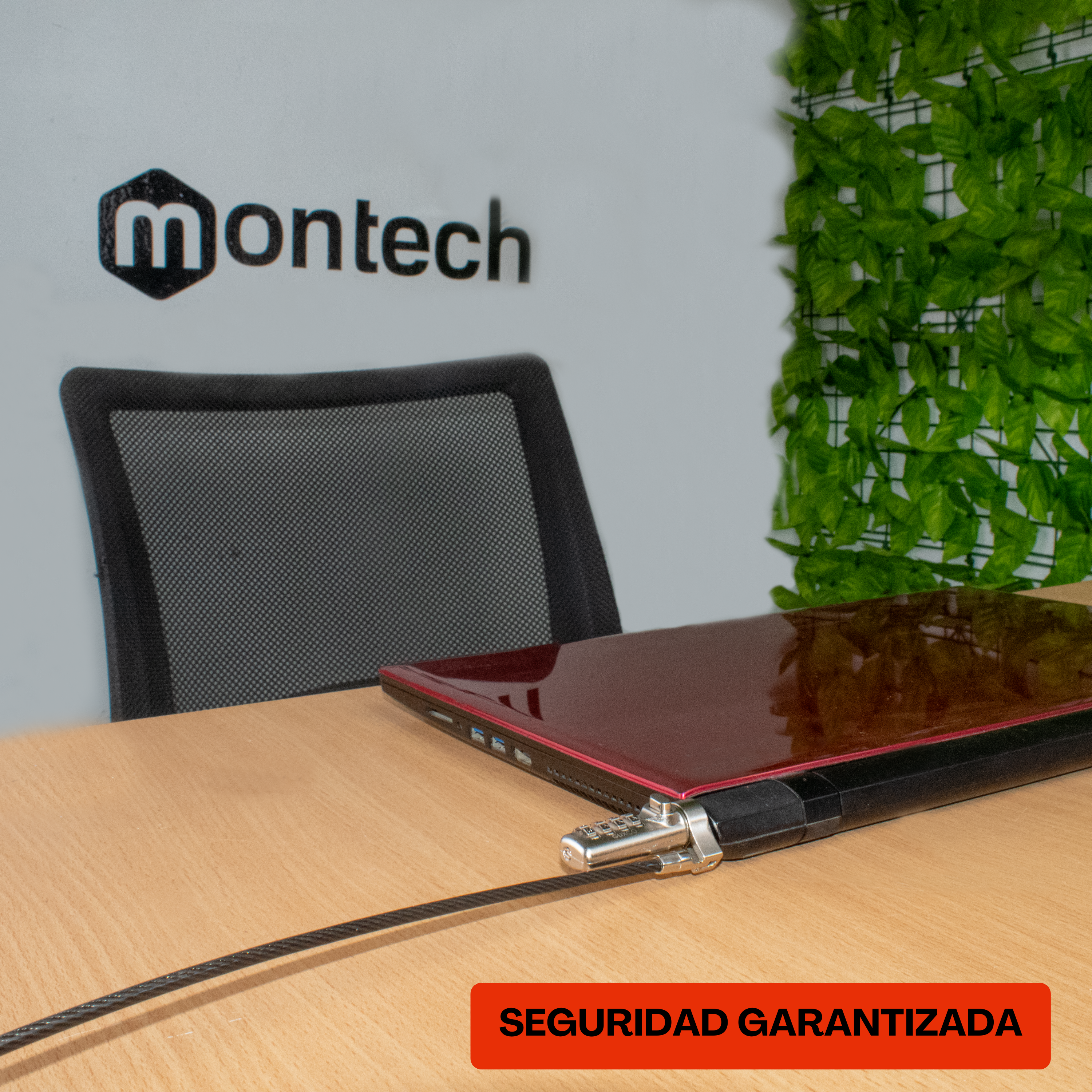 Cable de Seguridad para Laptop con Clave 4 dígitos / 2 Mt / Ranura Standard Kensington