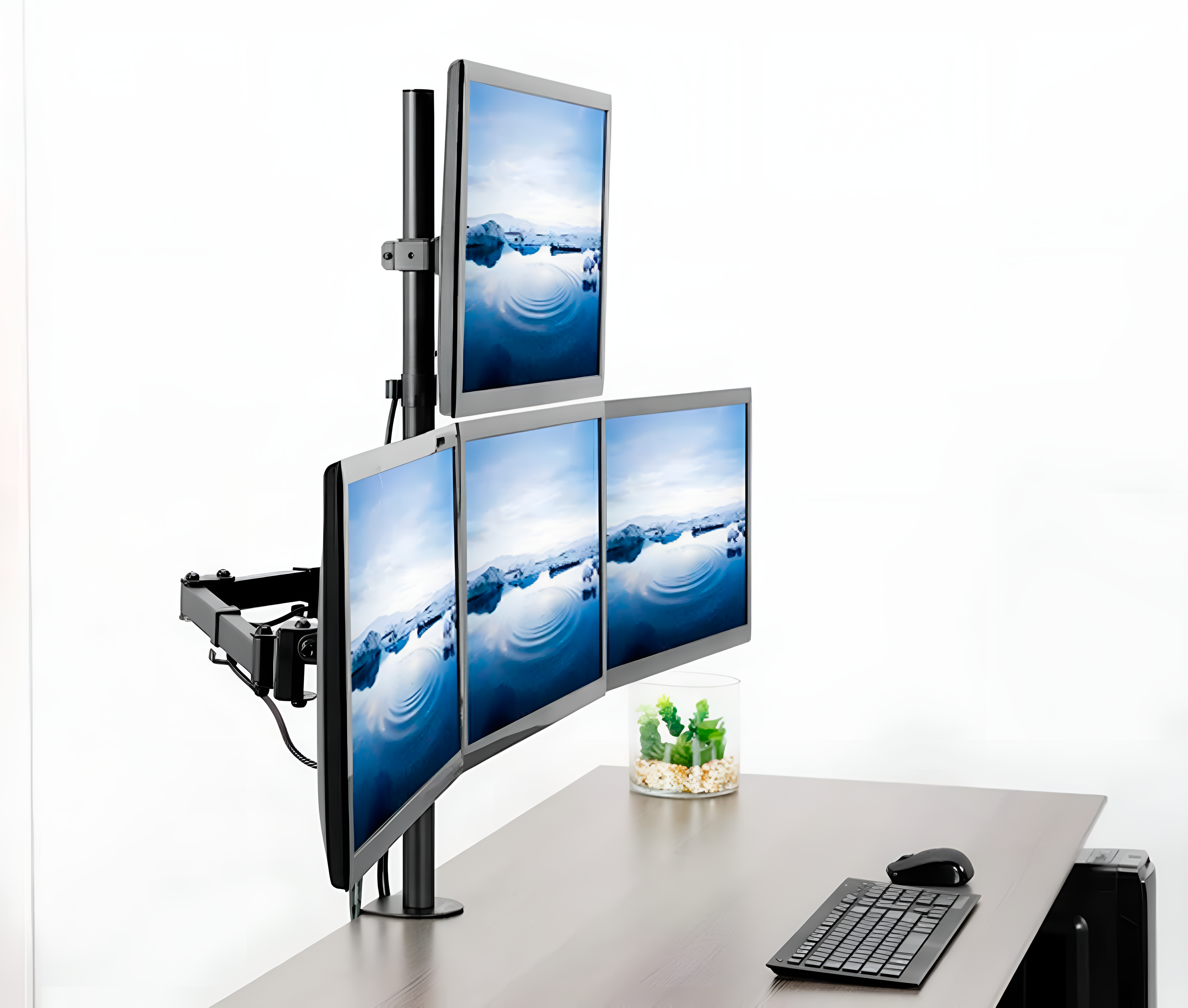 Rack Soporte Cuádruple de Escritorio para 4 monitores 13 a 27 pulg