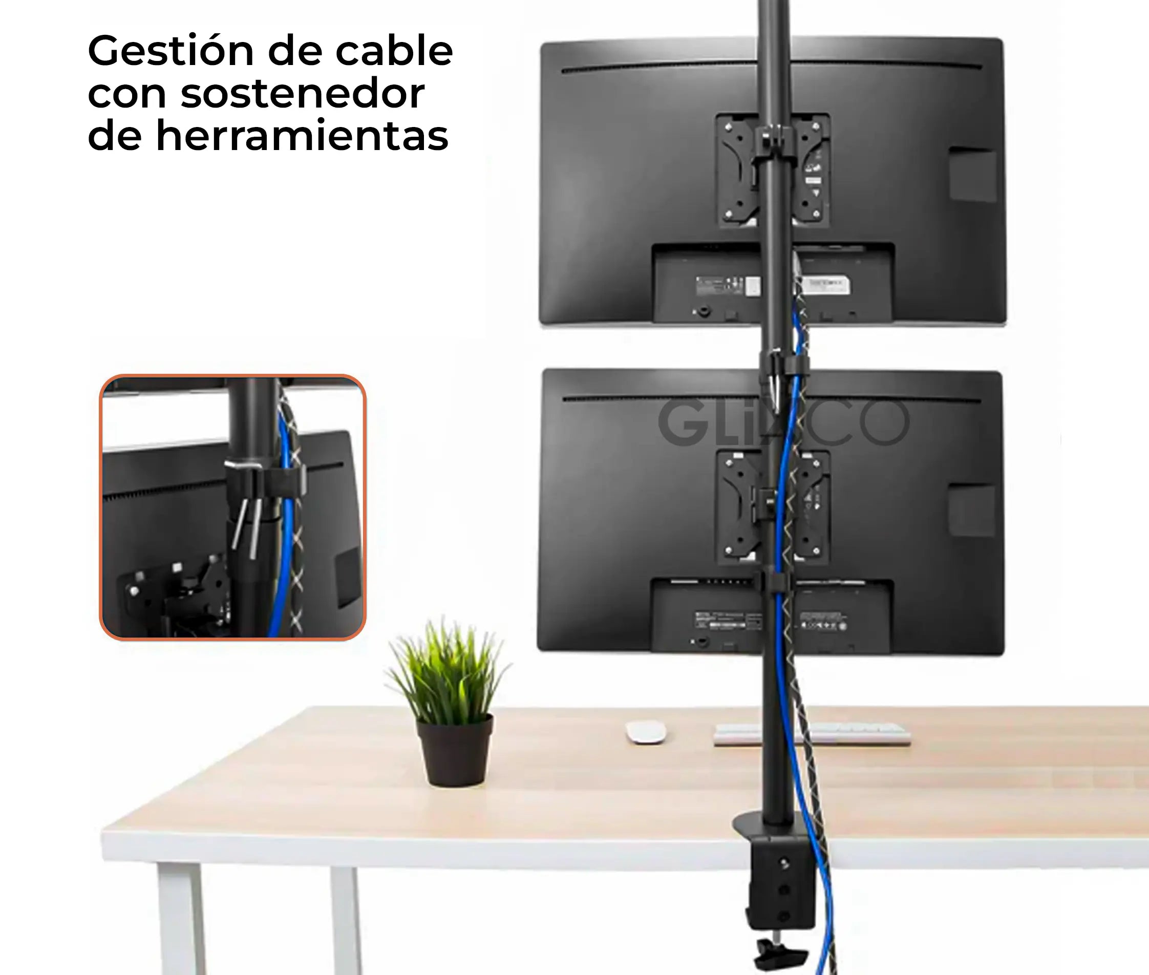 Rack Soporte Doble de Escritorio para 2 Monitores de 13 a 32 Pulg