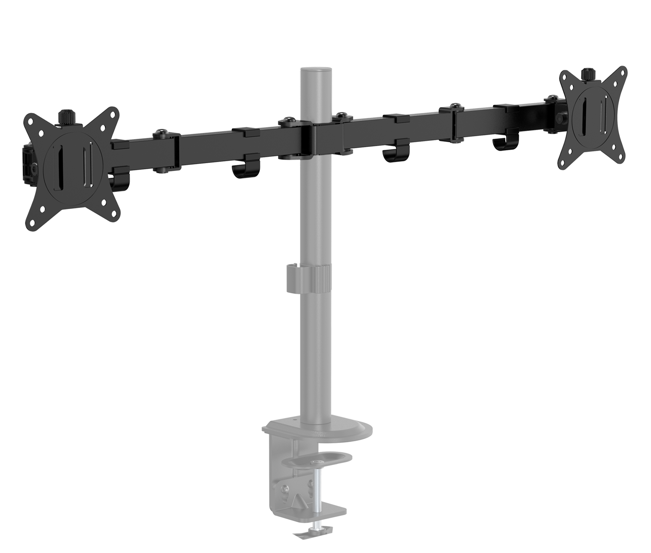 Brazo para doble Monitor 17 a 32 pulg para montaje en poste Tubular Diámetro 3.5 cm