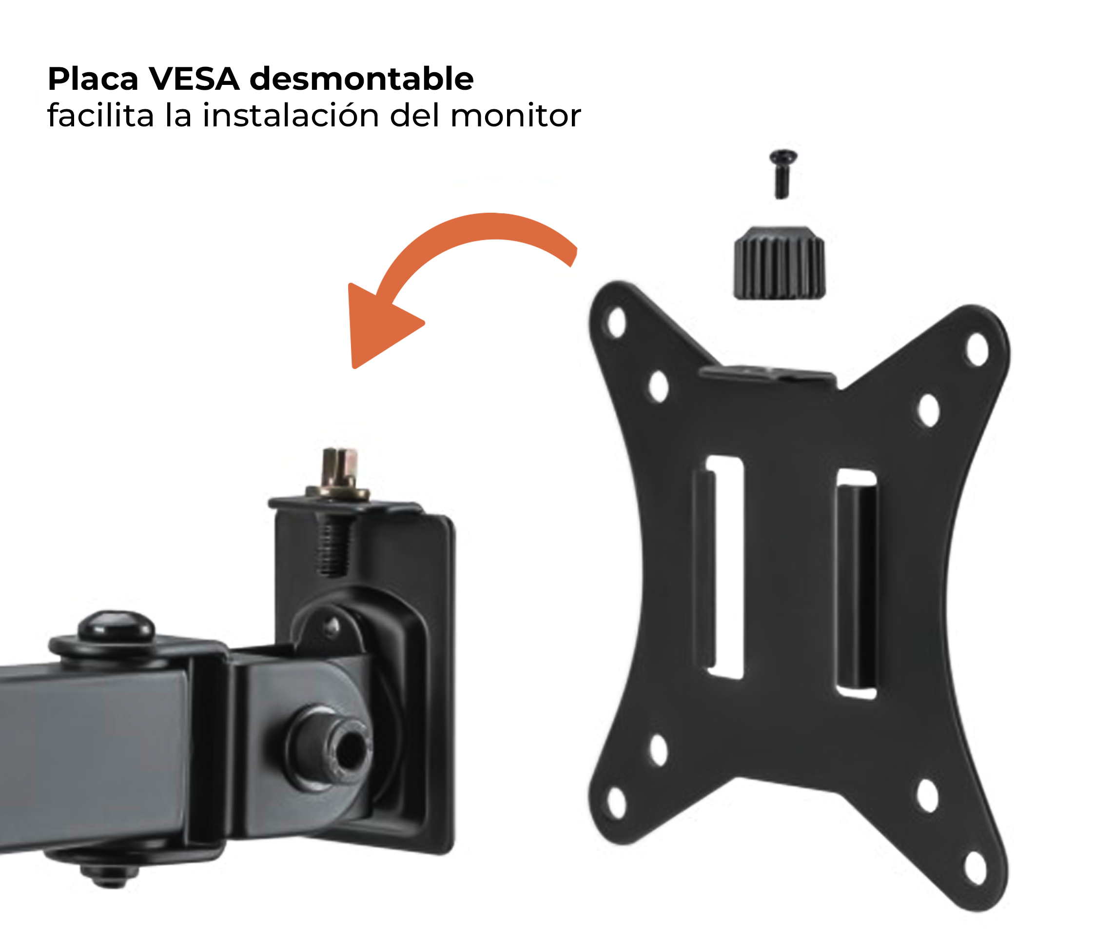 Brazo para doble Monitor 17 a 32 pulg para montaje en poste Tubular Diámetro 3.5 cm