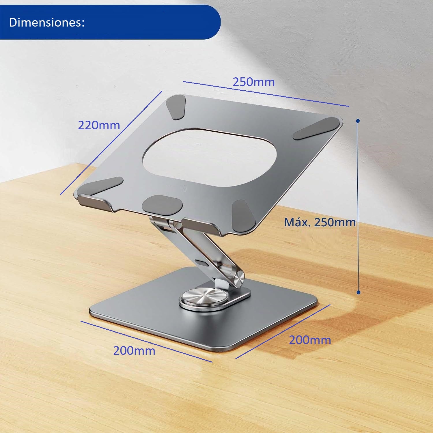 Soporte Plegable para Laptop 11 a 17 Pulg / Base Giratoria 360° / Altura Regulable