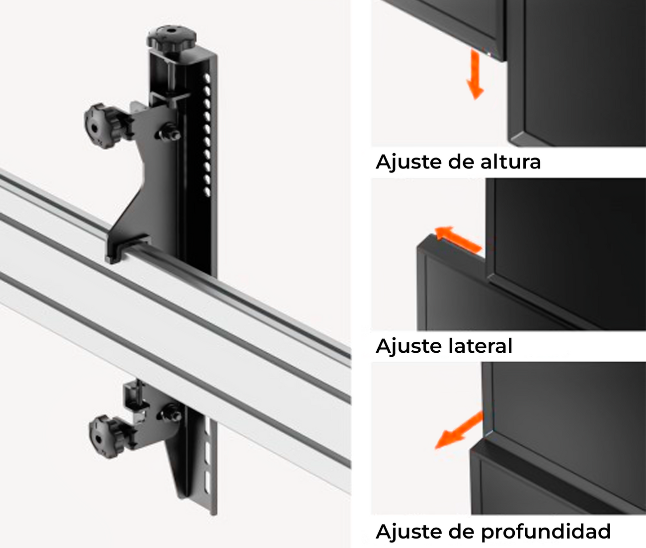 Pedestal con Rueda Videowall Triple Pantalla TV 40 a 55 pulg / VESA Max 600x400mm