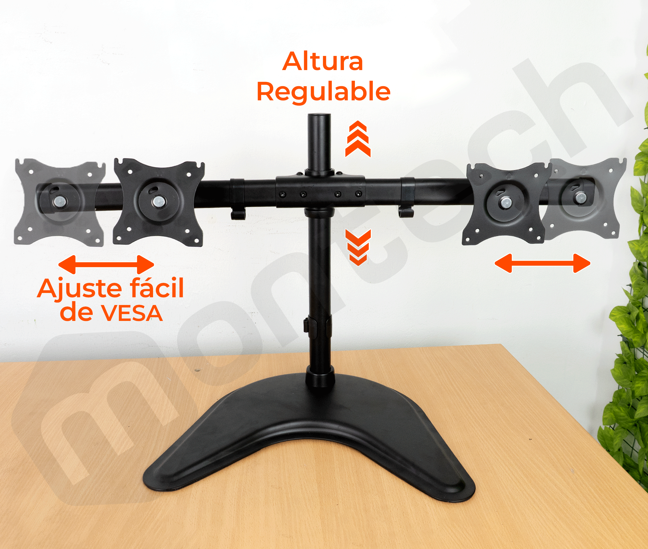 Rack Soporte con Base de Escritorio para 2 Monitores 13 a 27 Pulg