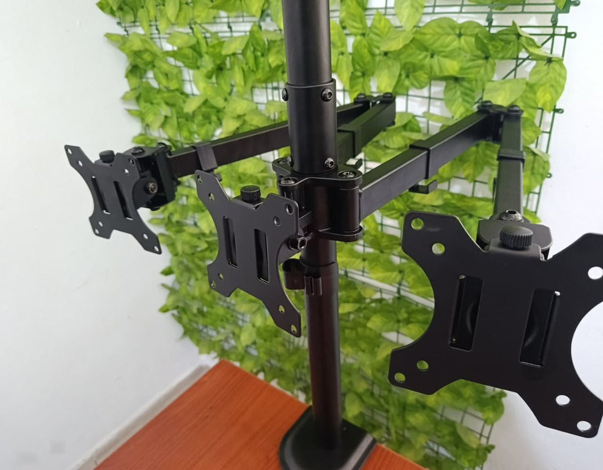 Rack Soporte Triple de Escritorio para 3 Monitores 13 a 24 Pulg