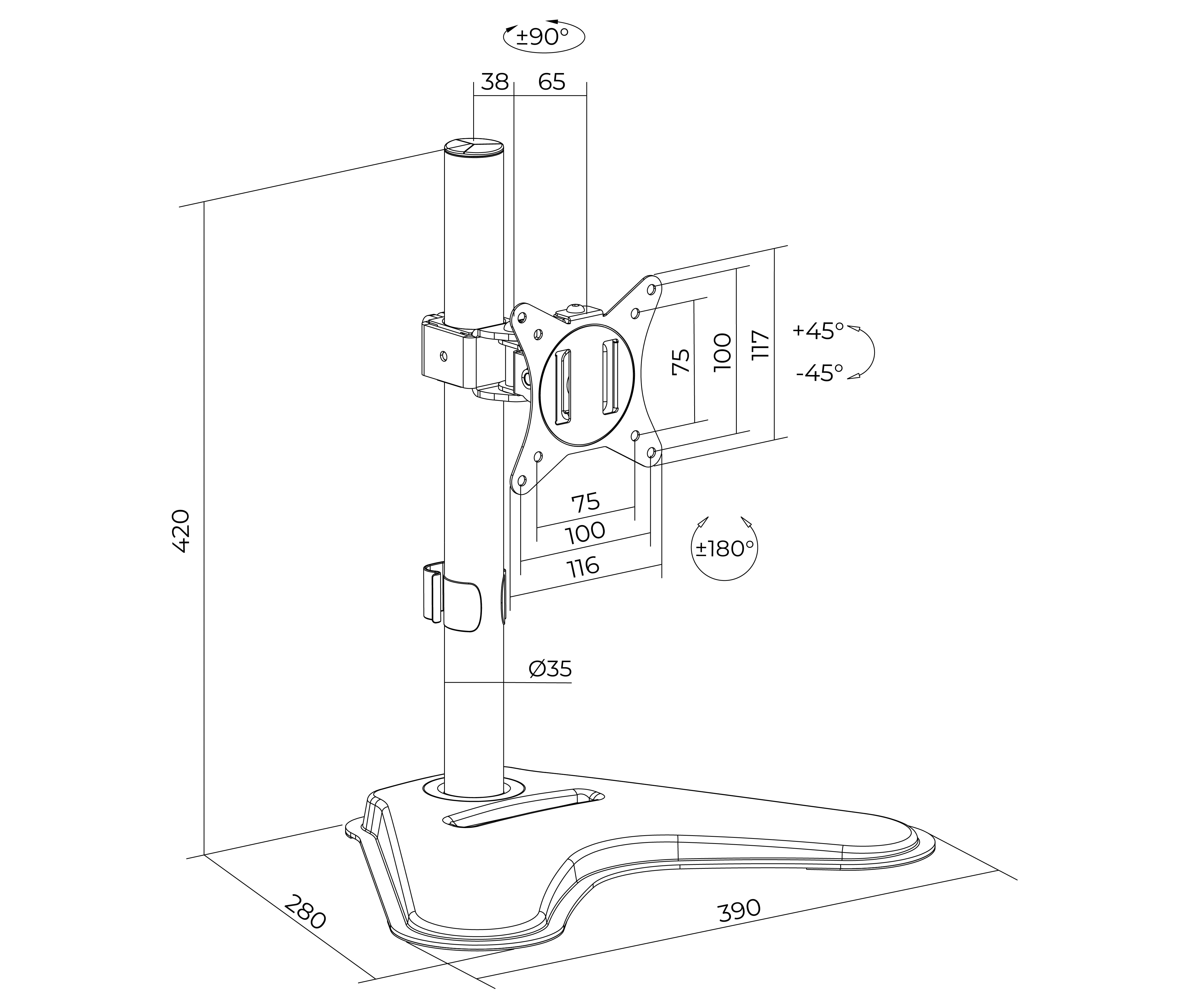 Rack Soporte con Base para Monitor 17 a 32 pulg