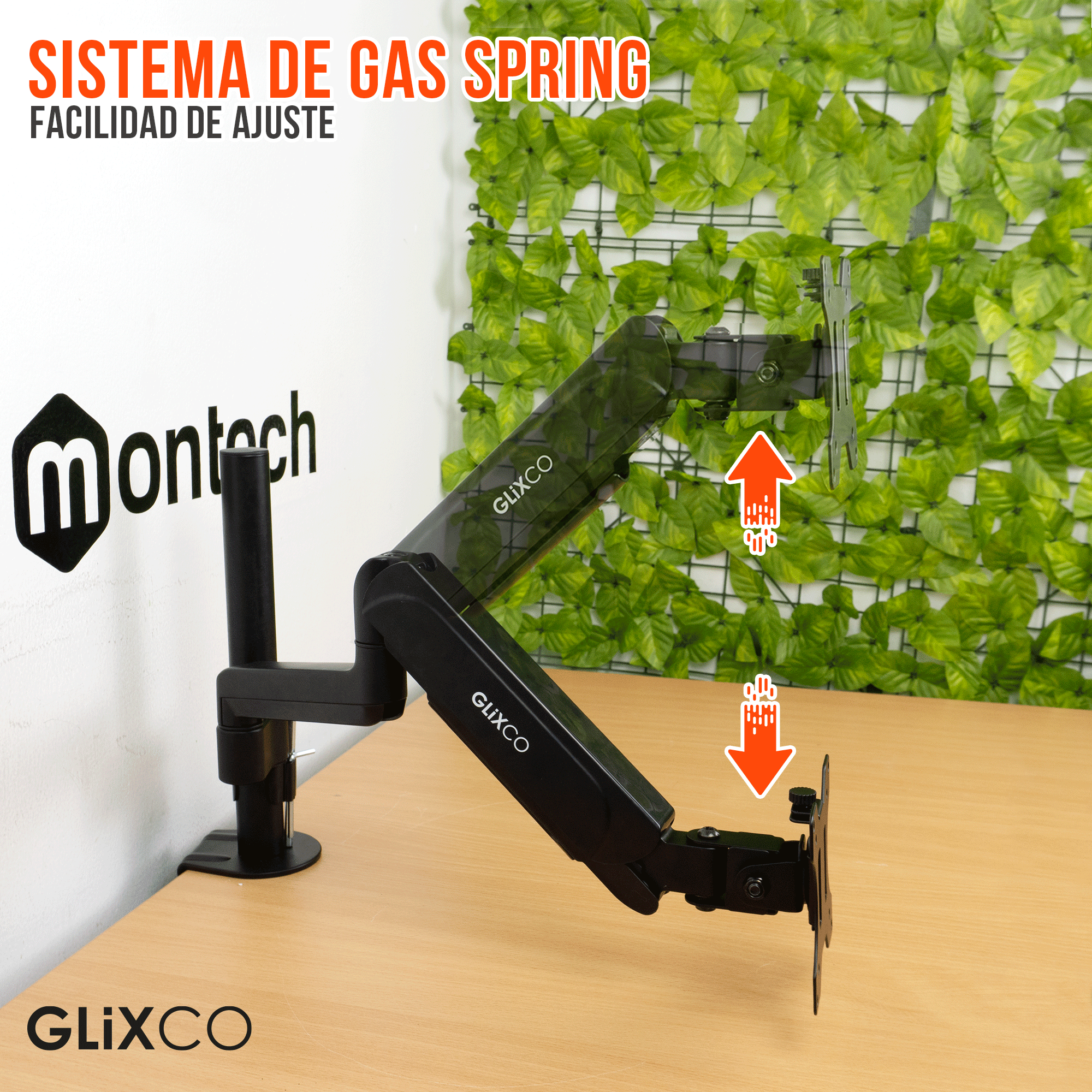 Rack Soporte con Gas Spring de Escritorio para Monitor de 17 a 32 Pulg