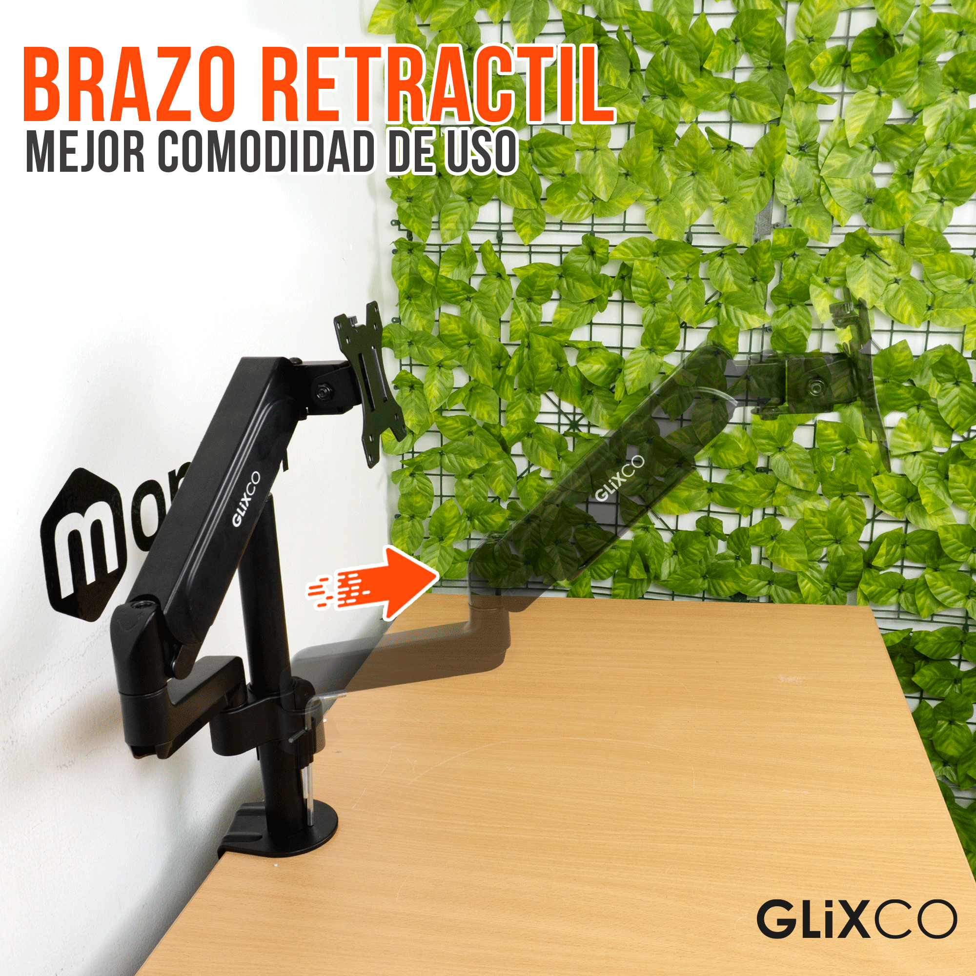 Rack Soporte con Gas Spring de Escritorio para Monitor de 17 a 32 Pulg