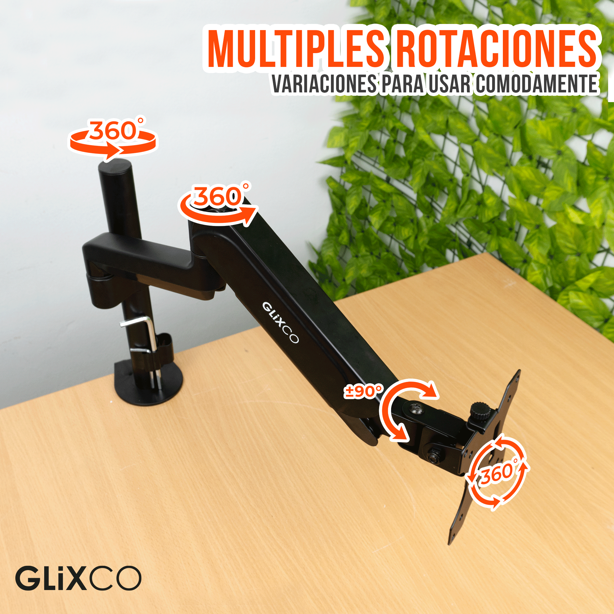 Rack Soporte con Gas Spring de Escritorio para Monitor de 17 a 32 Pulg