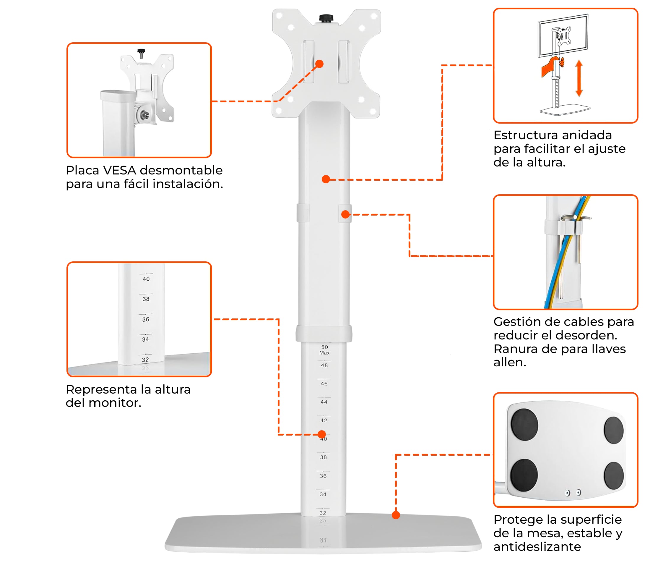 Rack Soporte con Base para Monitor 17 a 27 Pulg