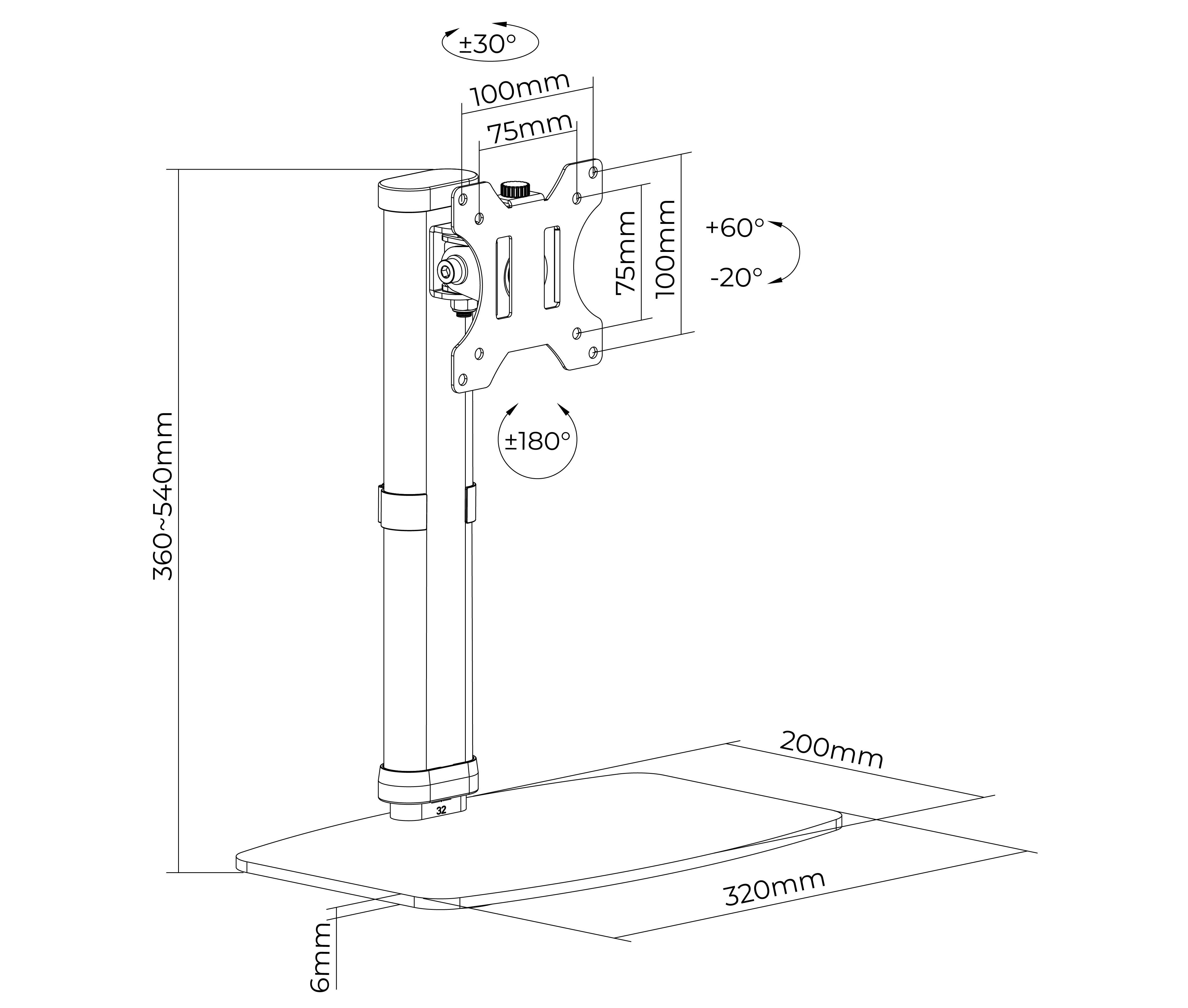 Rack Soporte con Base para Monitor 17 a 27 Pulg