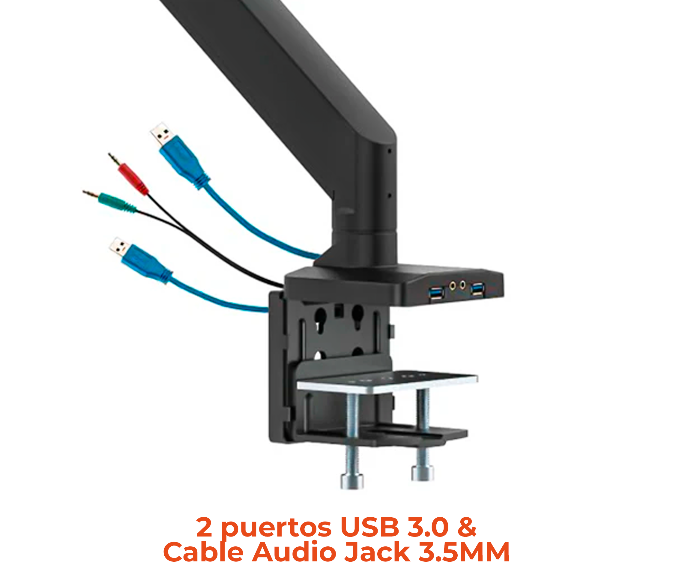 Rack Soporte con Gas Spring de Escritorio para Monitor 17 a 35 Pulg / Puerto USB 3.0