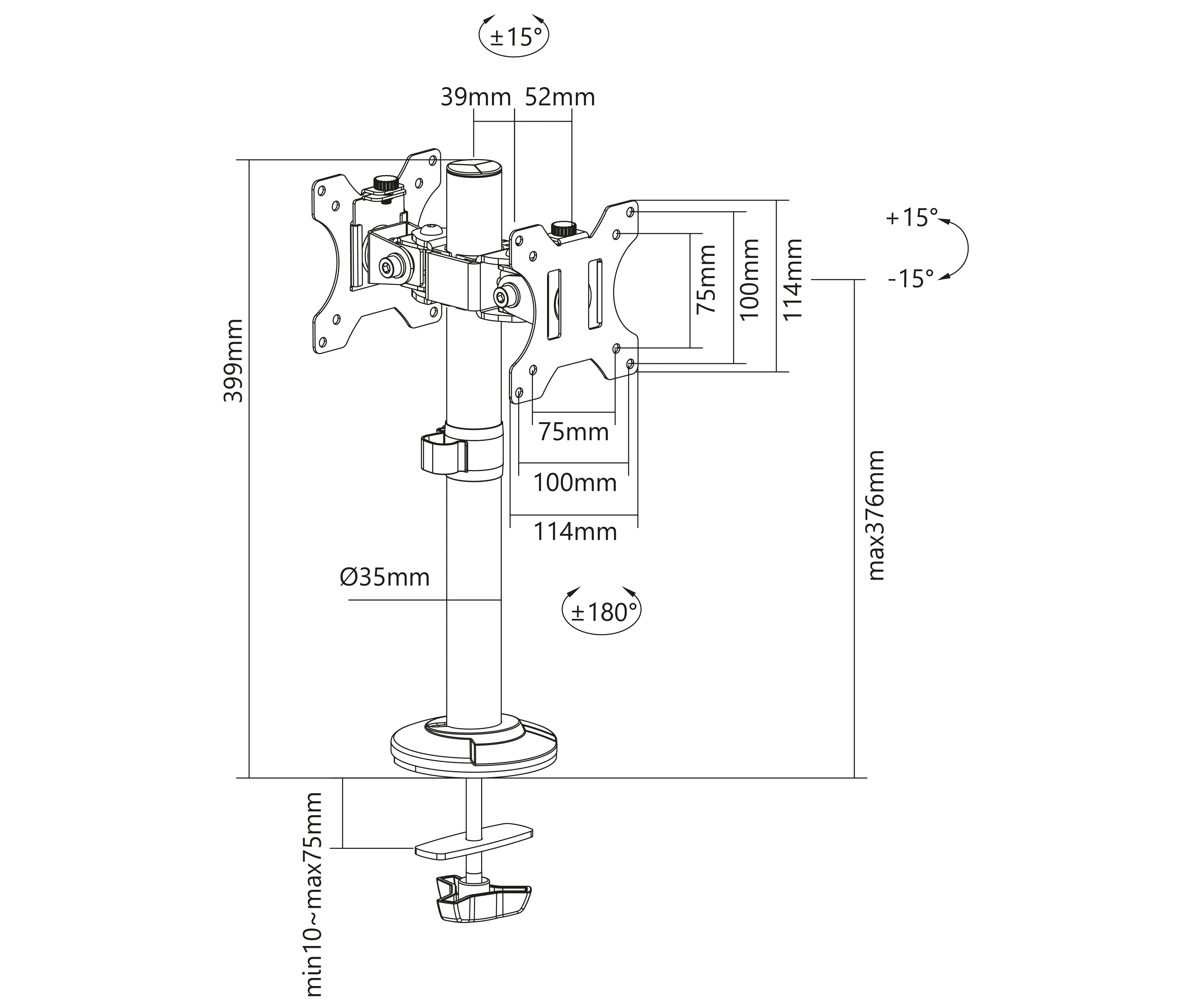 Rack Soporte Doble de Escritorio para Monitor 17 a 32 Pulg