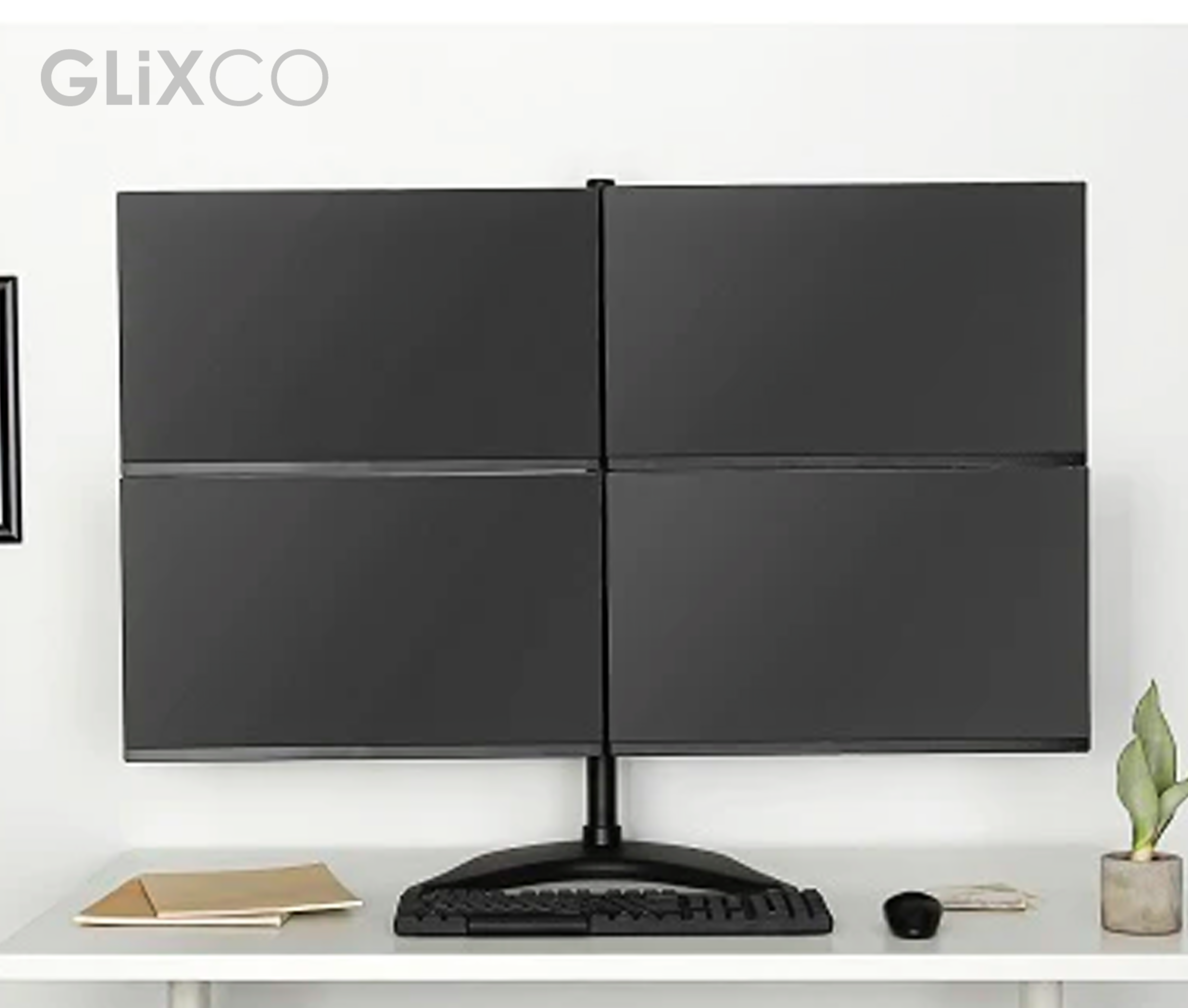 Rack Soporte Cuadruple Brazo con Base para 4 Monitores 13 a 32 Pulg