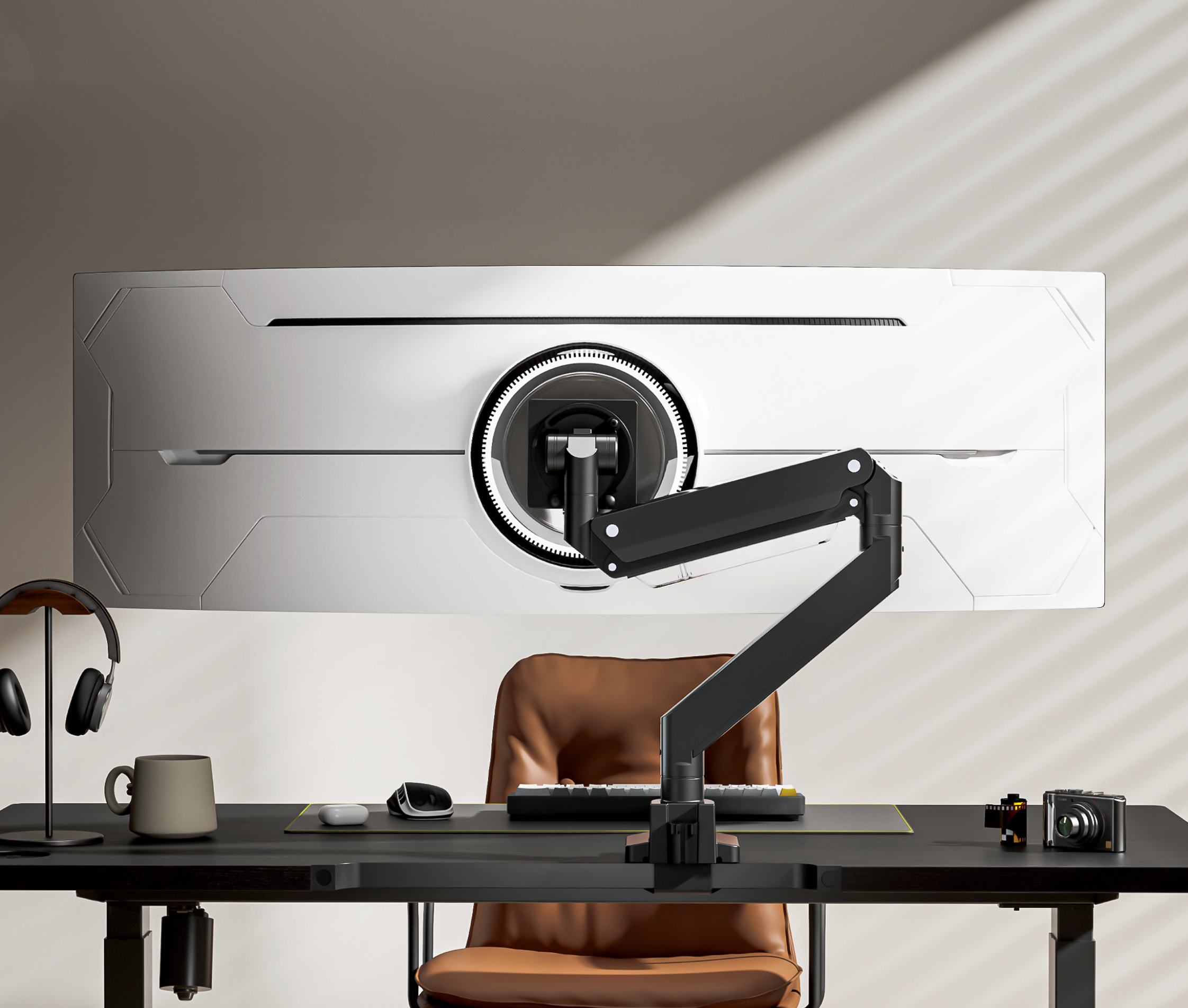 Rack Soporte con Gas Spring de Escritorio para Monitor Samsung Odyssey Ark 24 a 57 Pulg