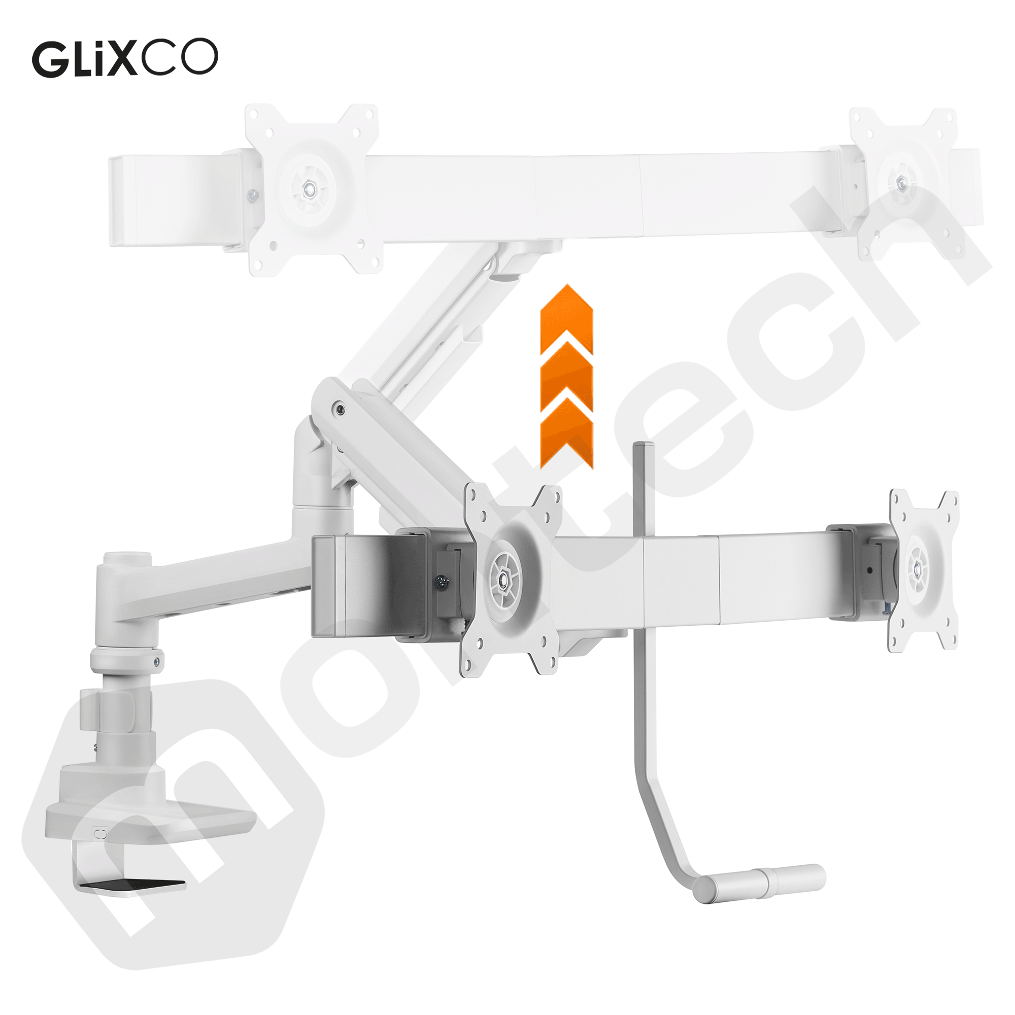 Rack Soporte Doble Brazo de Escritorio con Gas Spring para 2 Monitores 17 a 32 Pulg