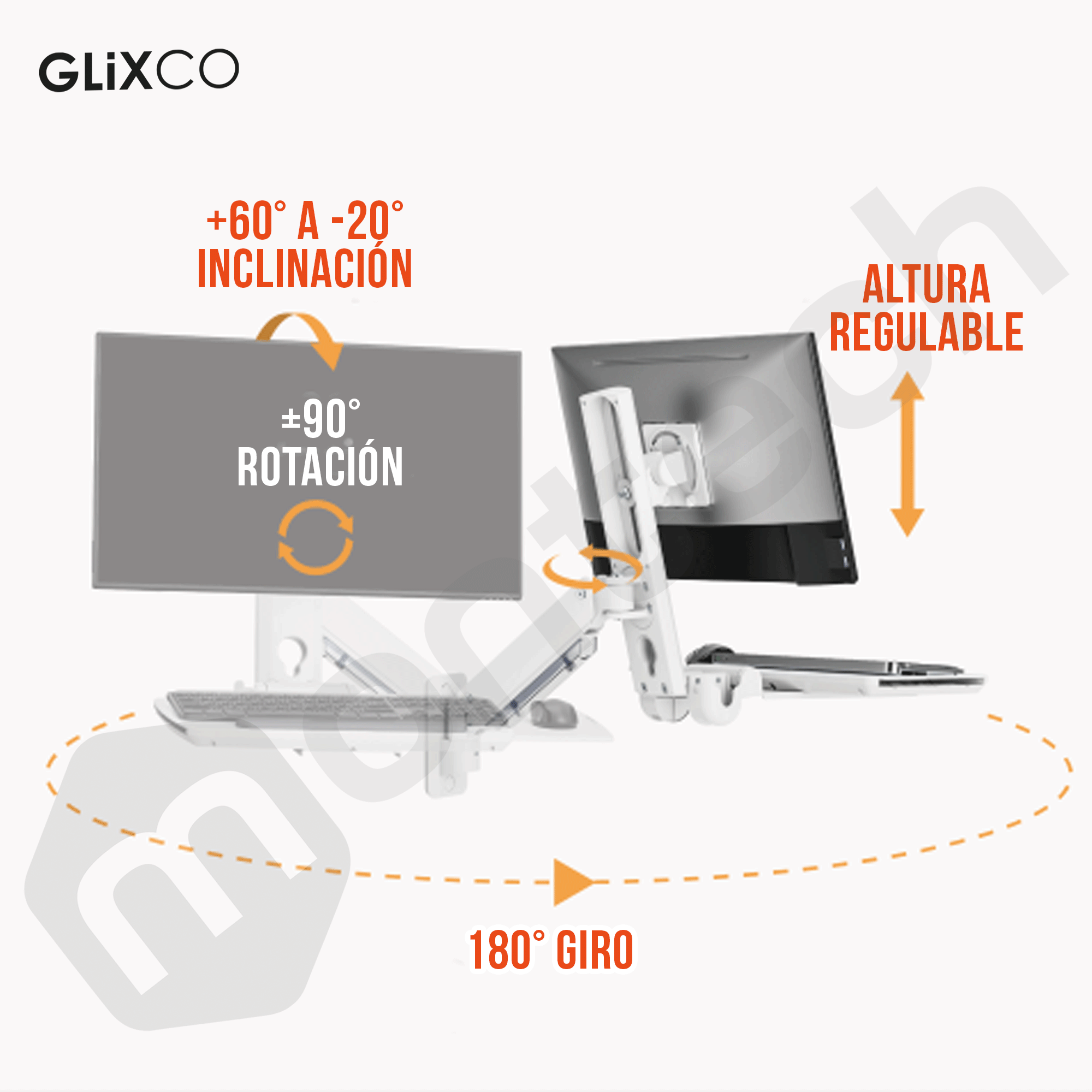 Estación de trabajo médico de pared para Monitor 17-49 Pulg