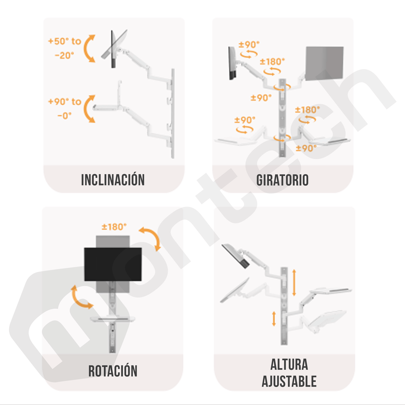Estación de trabajo médica de pared de alta resistencia para Monitor 17-49 Pulg