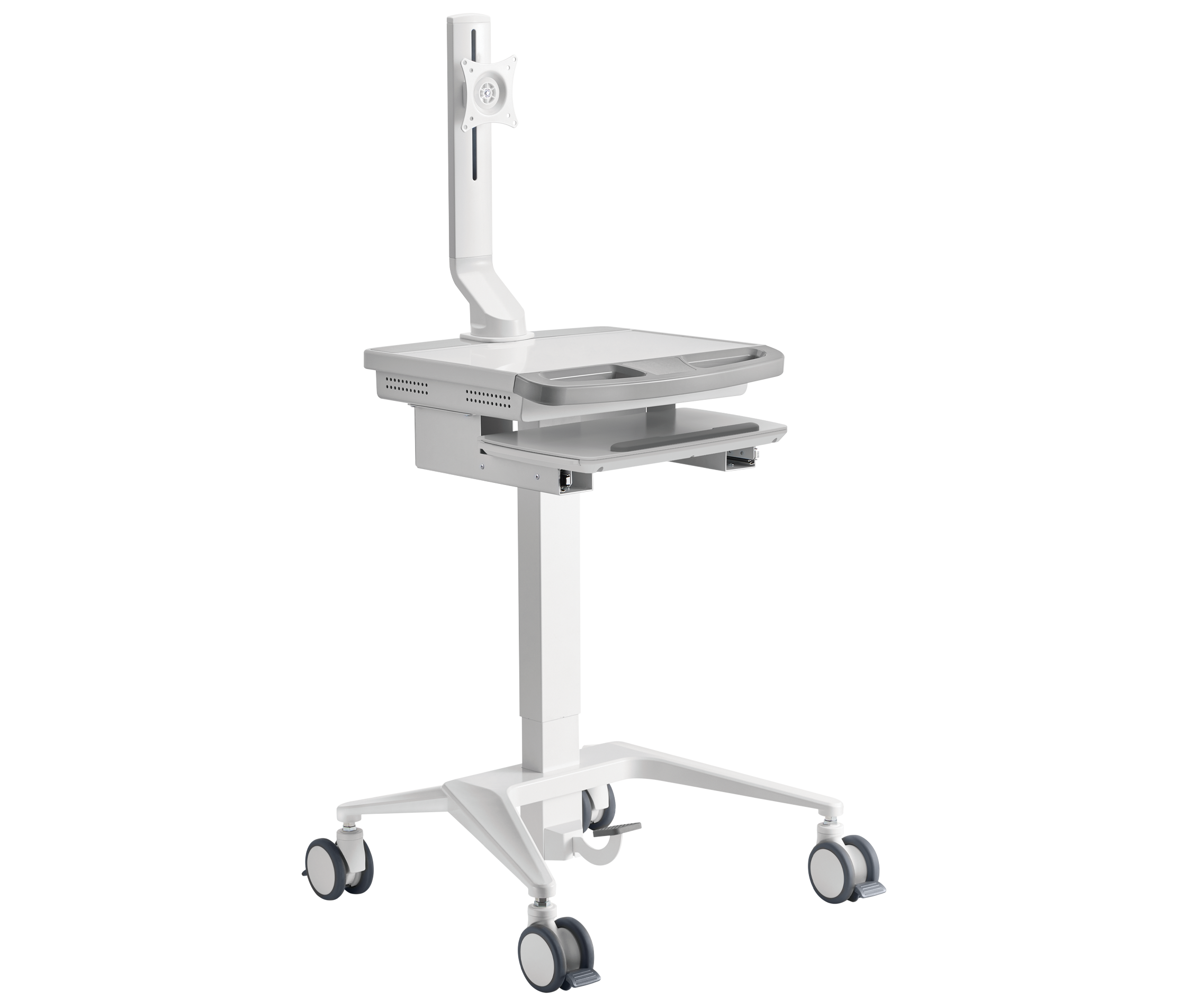 Carro Médico con Elevador de Gas y Soporte para Monitor 17 a 32 Pulg