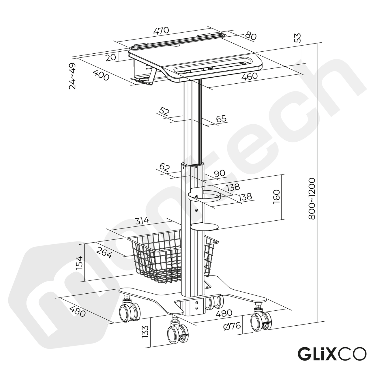 Carro Médico Multialmacén y Soporte Antirrobo para Laptop
