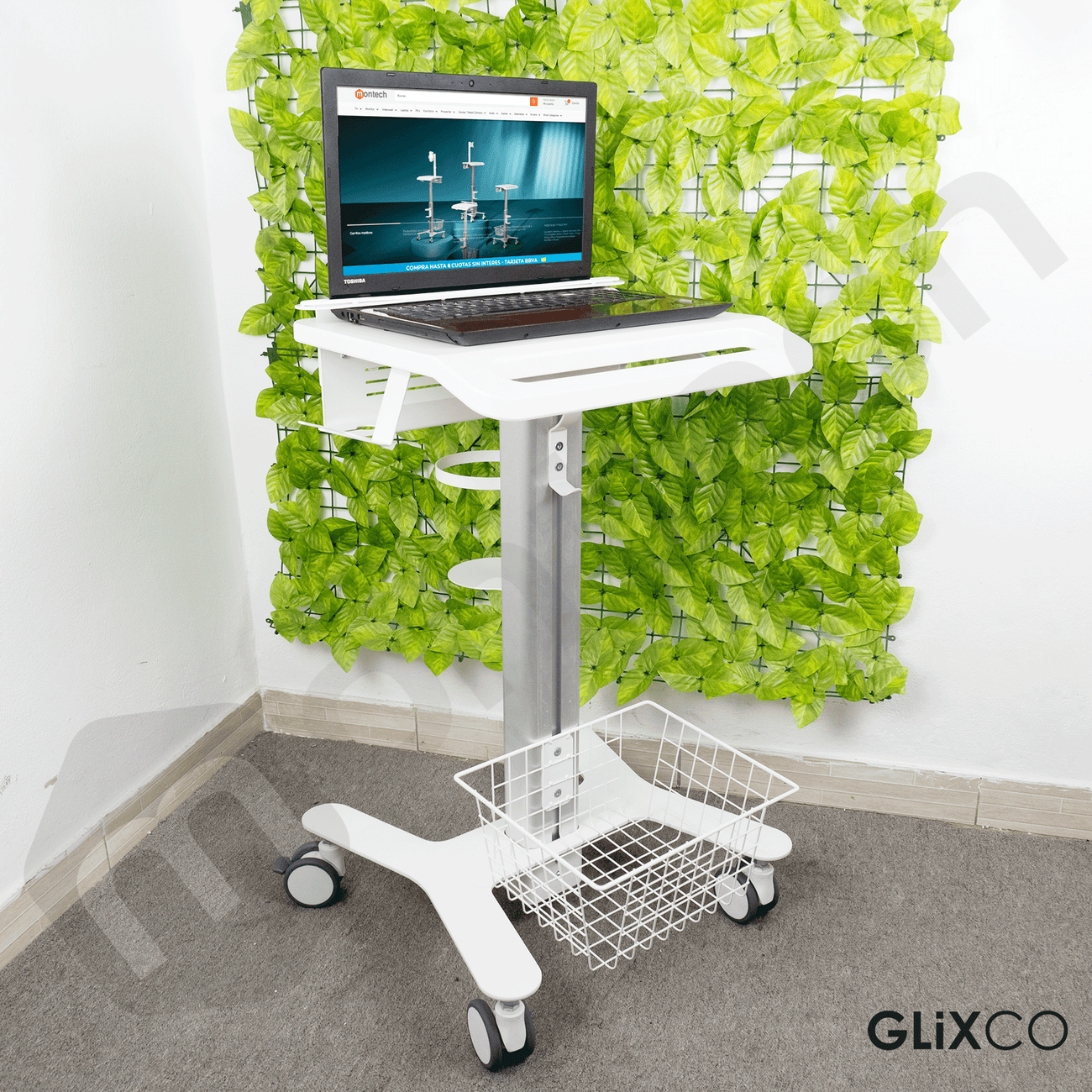 Carro Médico Multialmacén y Soporte Antirrobo para Laptop