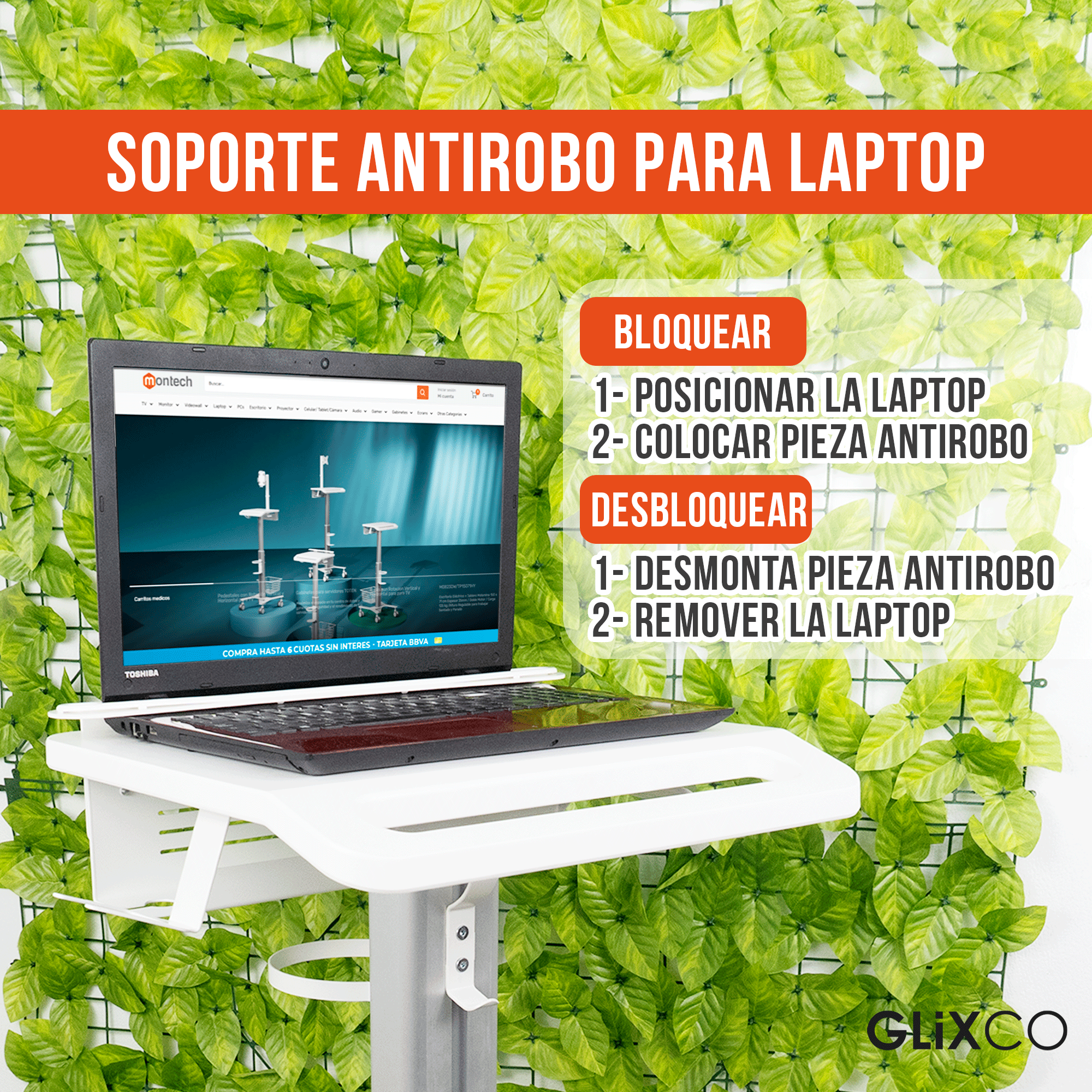 Carro Médico y Soporte Antirrobo para Laptop