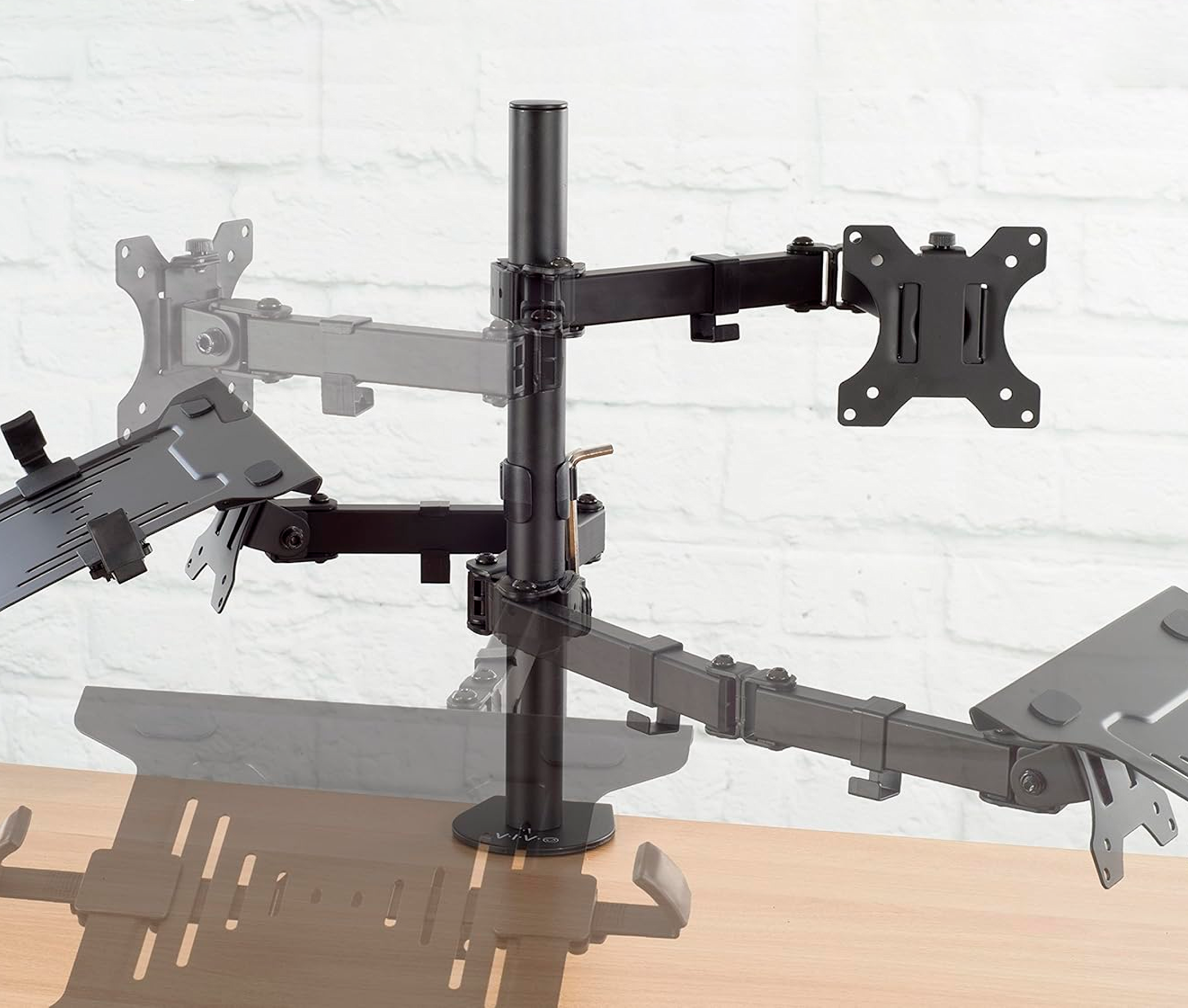 Rack Soporte Doble Brazo de Escritorio para Laptop 15.6 Pulg y Monitor 13 a 32 Pulg