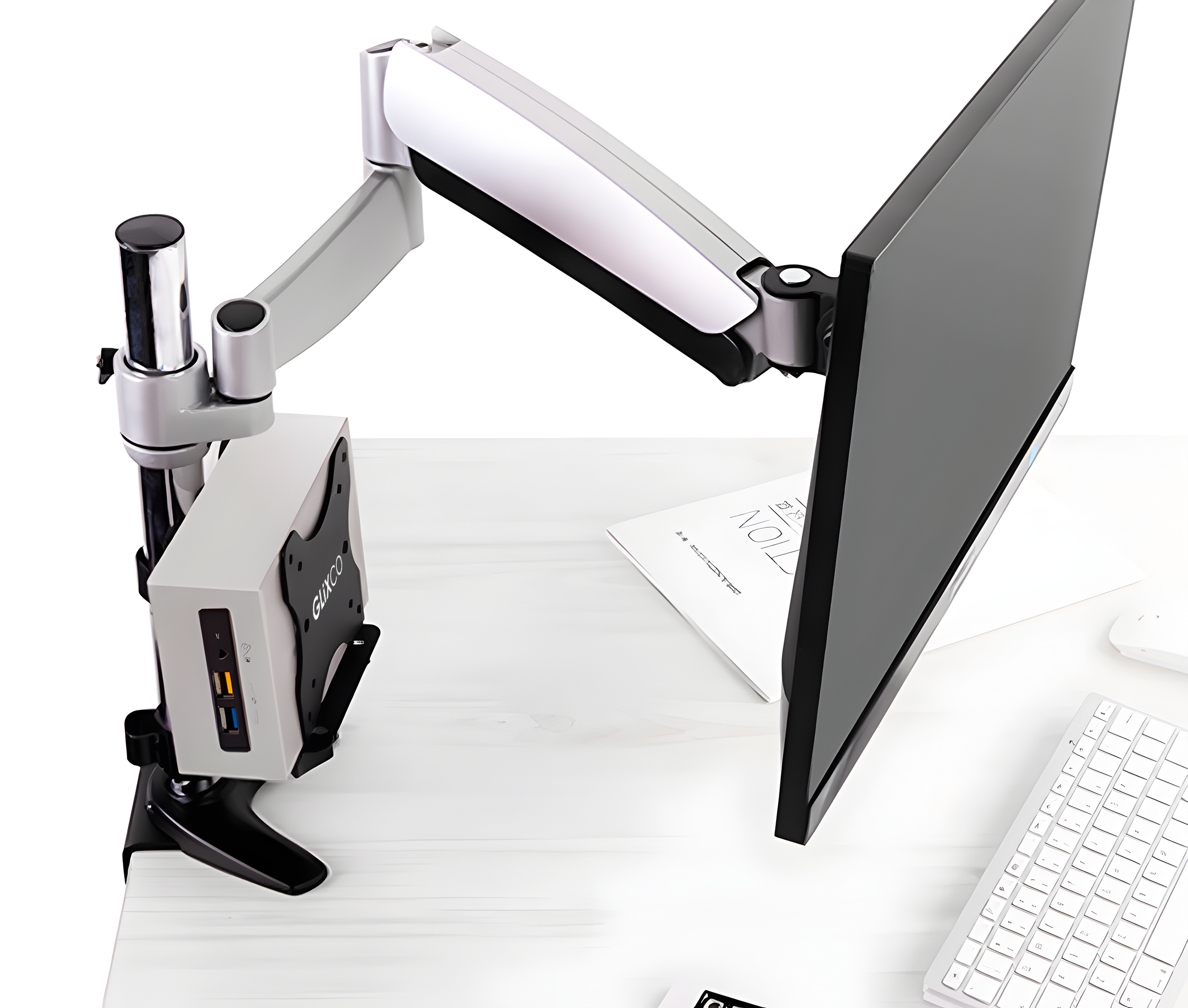 Soporte Universal para Mini PC/ CPU - Fijación Debajo de Escritorio, Poste Tubular y Rack