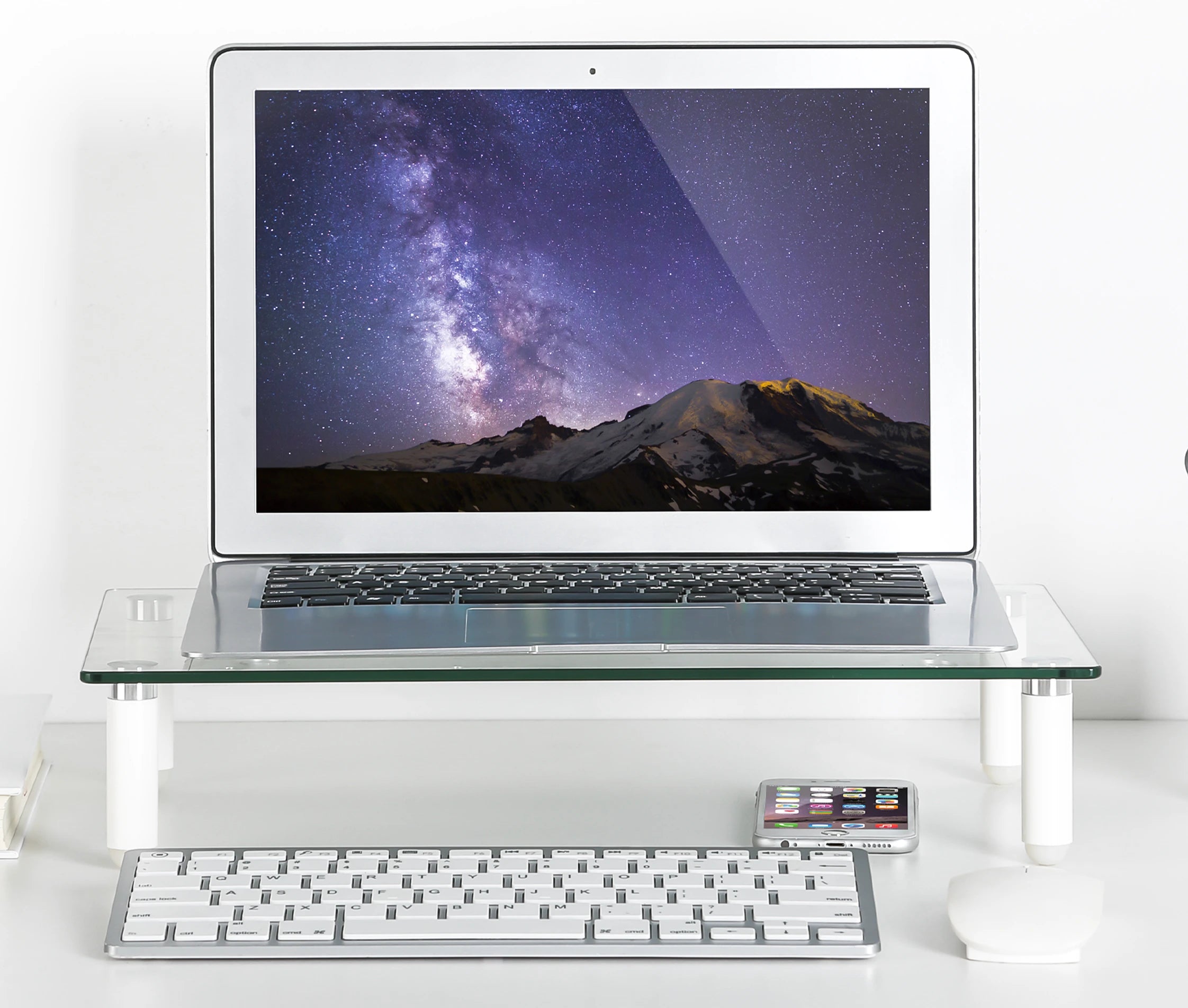 Soporte Mesa de Vidrio Templado para Monitor 13 a 32 Pulg / Medida 40x24 cm / Espesor 5mm / Carga 20 kg